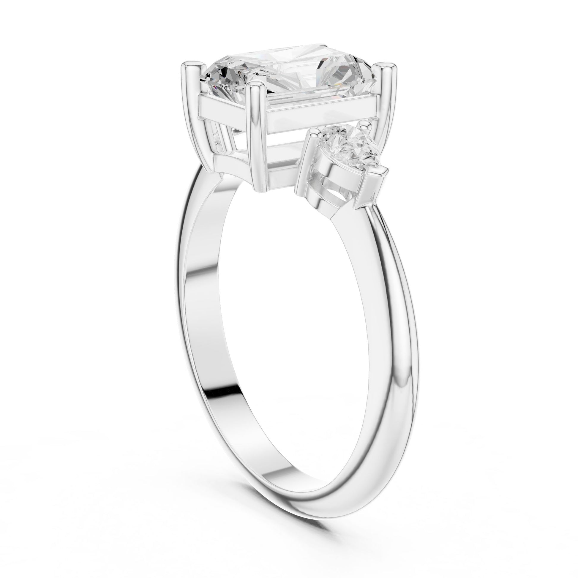 Radiant Lab Grown Diamond Three-Stone Engagement Ring