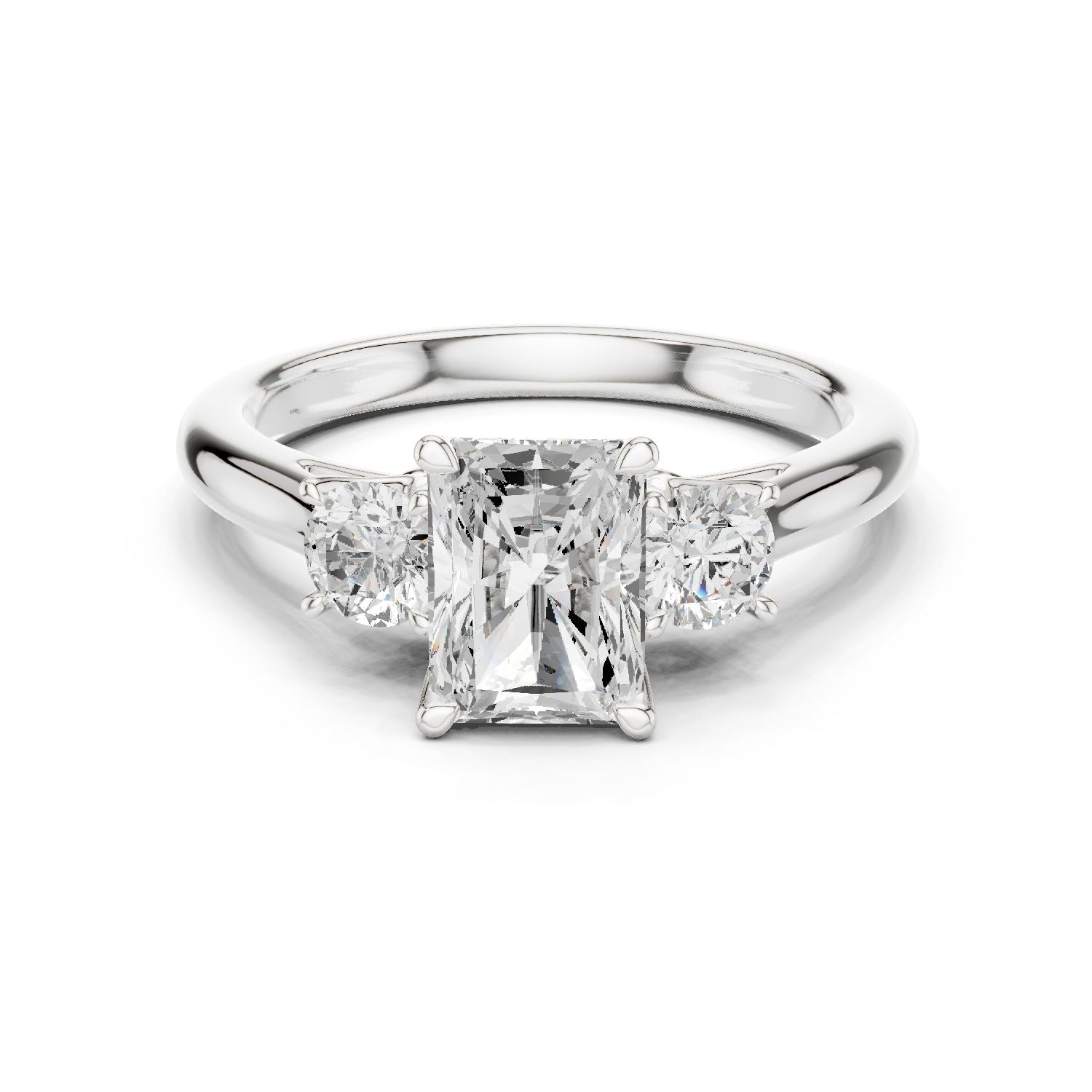 Radiant Lab Grown Diamond Three-Stone Engagement Ring