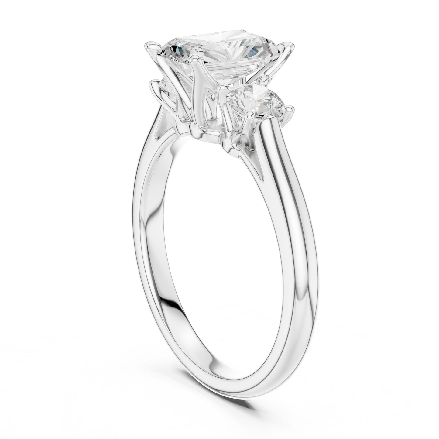 Radiant Lab Grown Diamond Three-Stone Engagement Ring