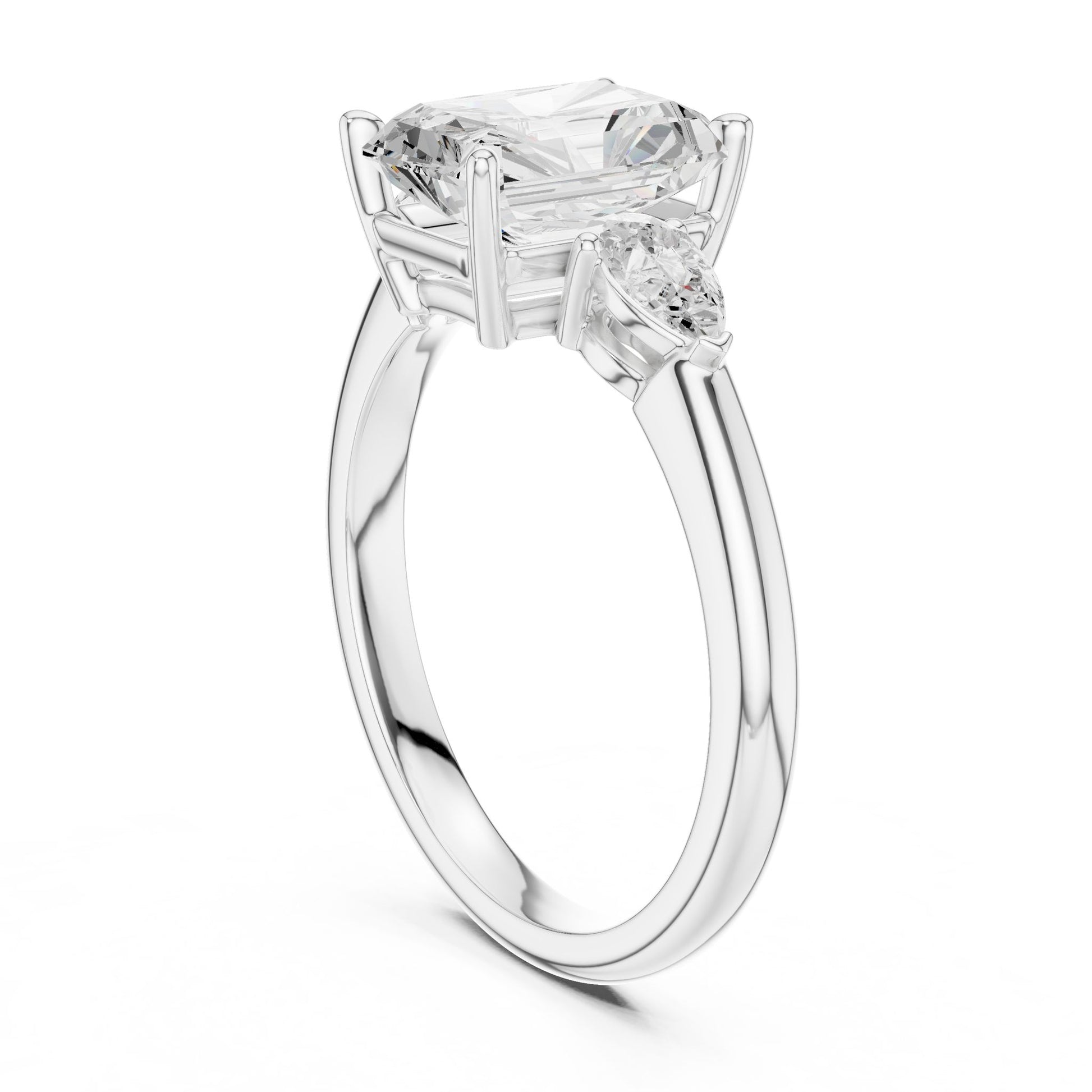 Radiant Lab Grown Diamond Three-Stone Engagement Ring