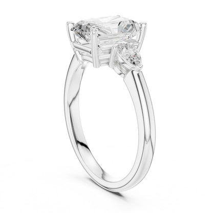 Radiant Lab Grown Diamond Three-Stone Engagement Ring