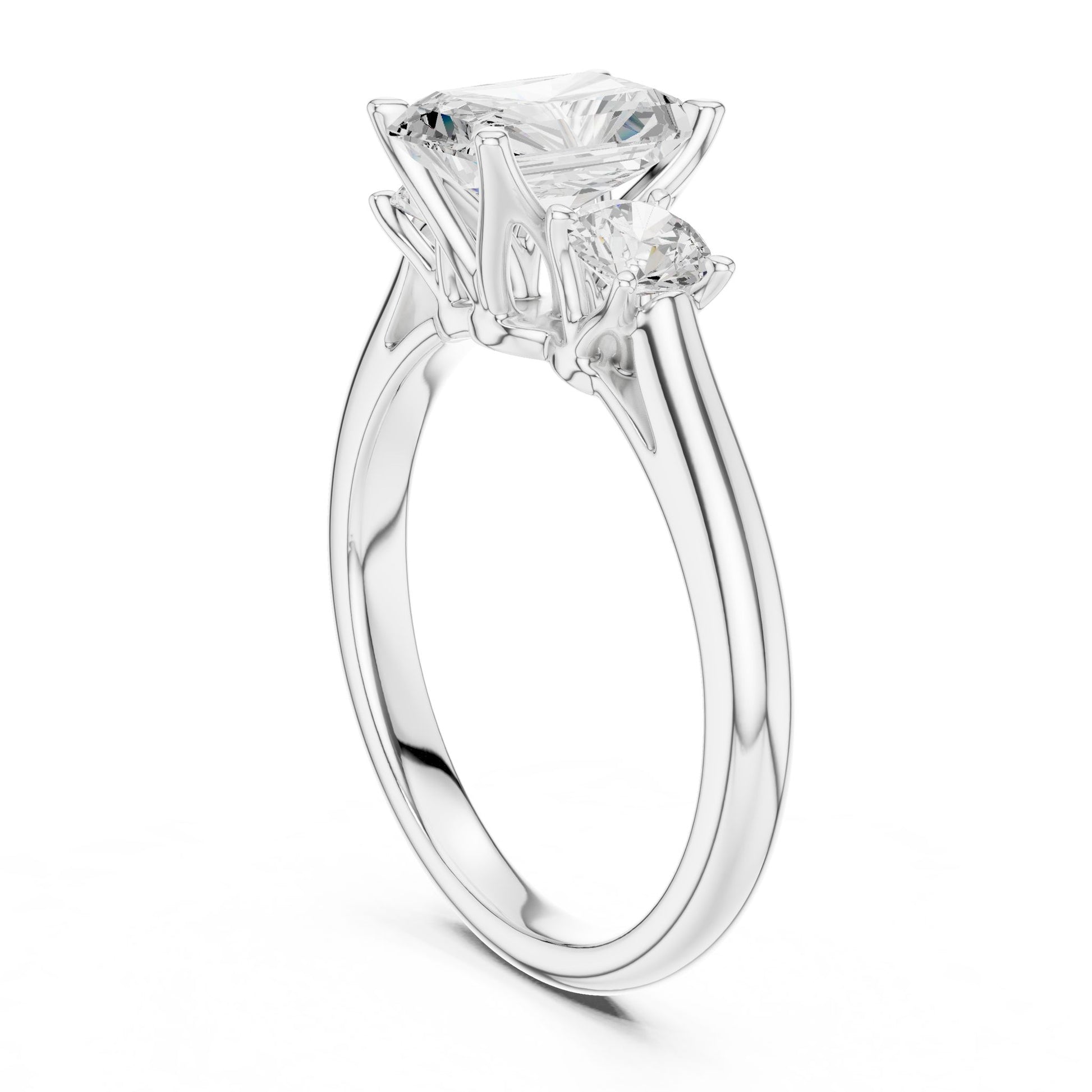 Radiant Lab Grown Diamond Three-Stone Engagement Ring
