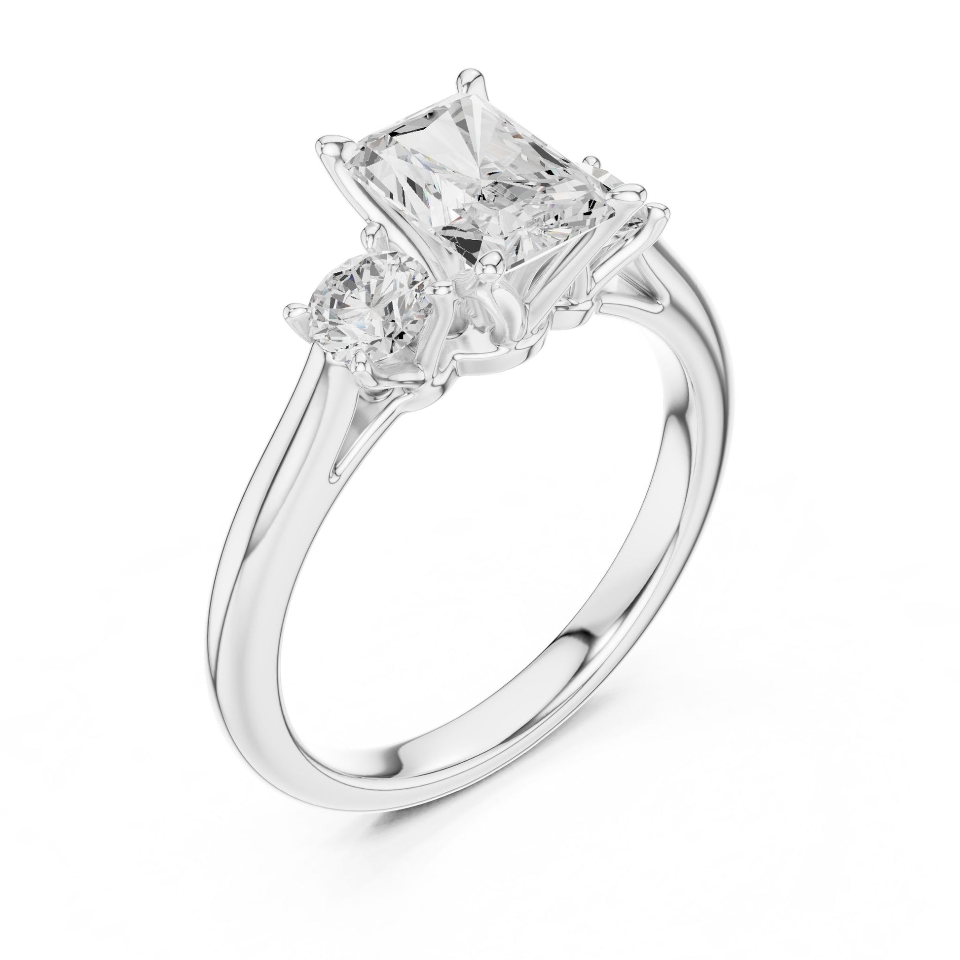 Radiant Lab Grown Diamond Three-Stone Engagement Ring