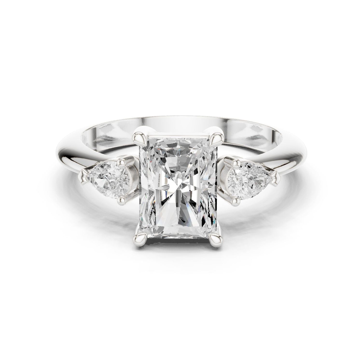 Radiant Lab Grown Diamond Three-Stone Engagement Ring