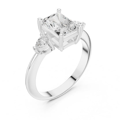 Radiant Lab Grown Diamond Three-Stone Engagement Ring