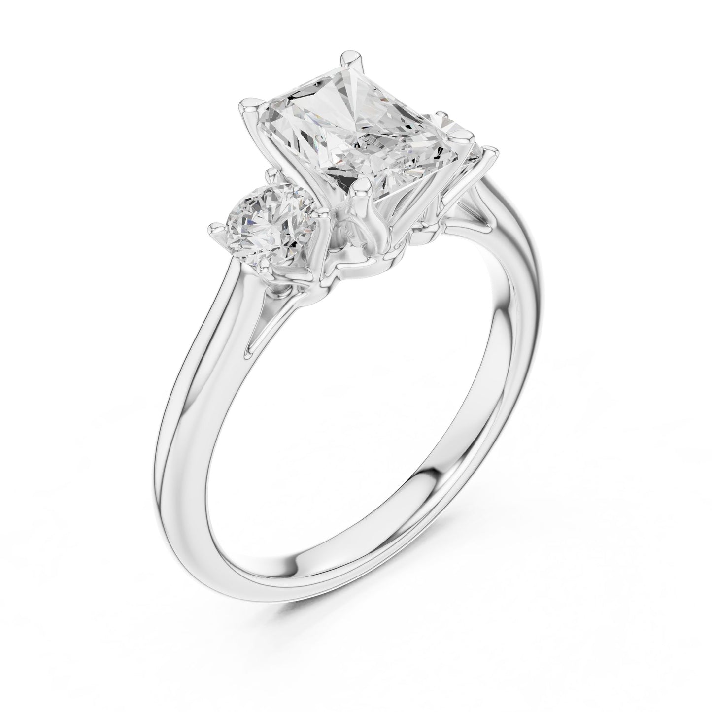 Radiant Lab Grown Diamond Three-Stone Engagement Ring