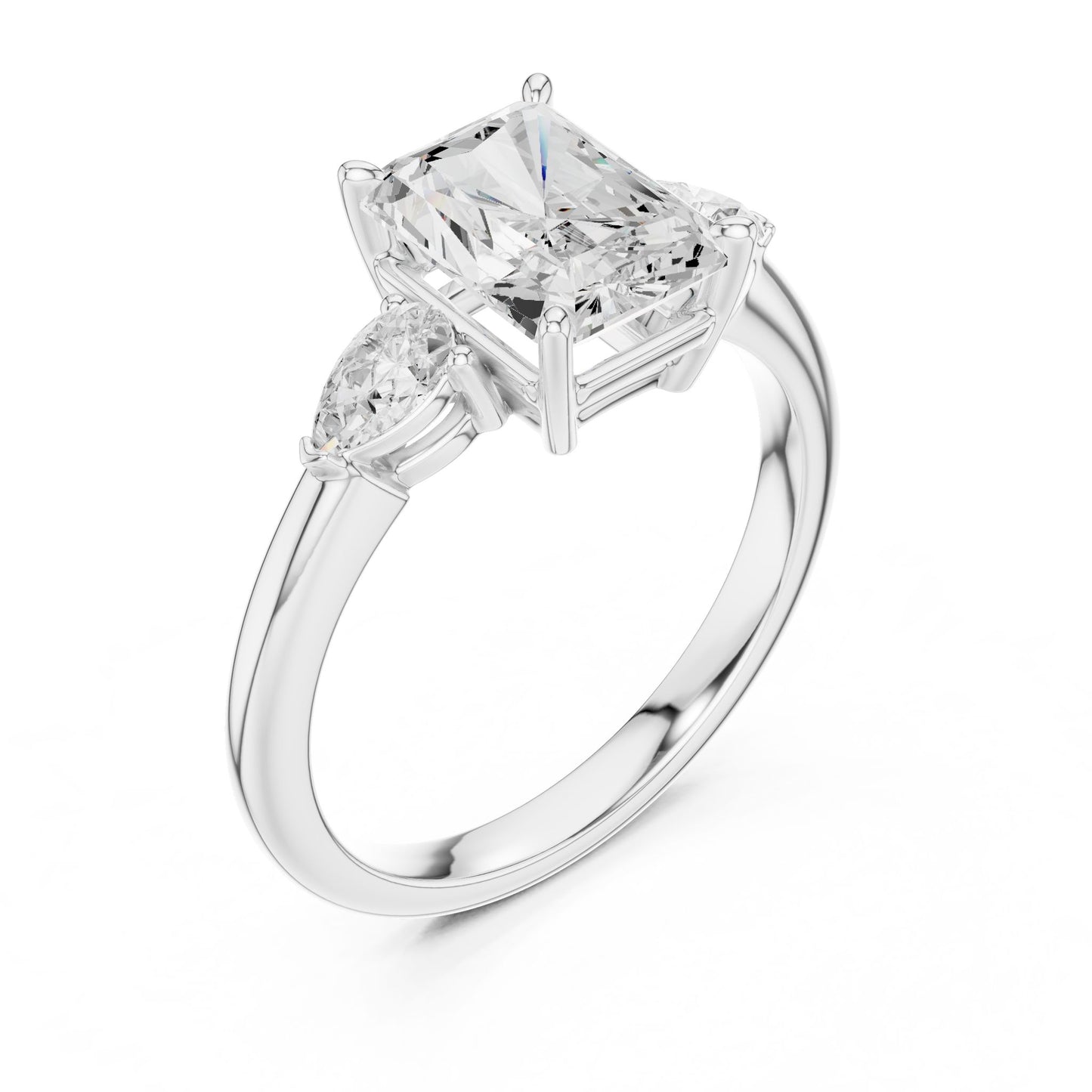 Radiant Lab Grown Diamond Three-Stone Engagement Ring