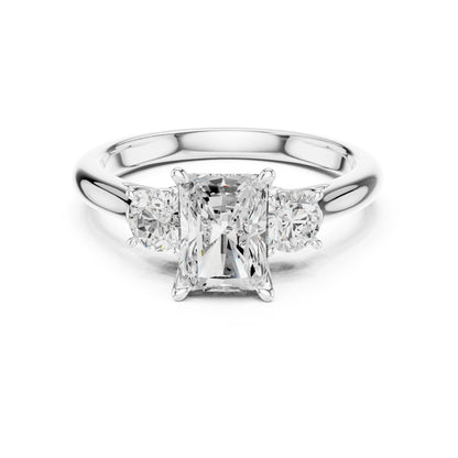 Radiant Lab Grown Diamond Three-Stone Engagement Ring