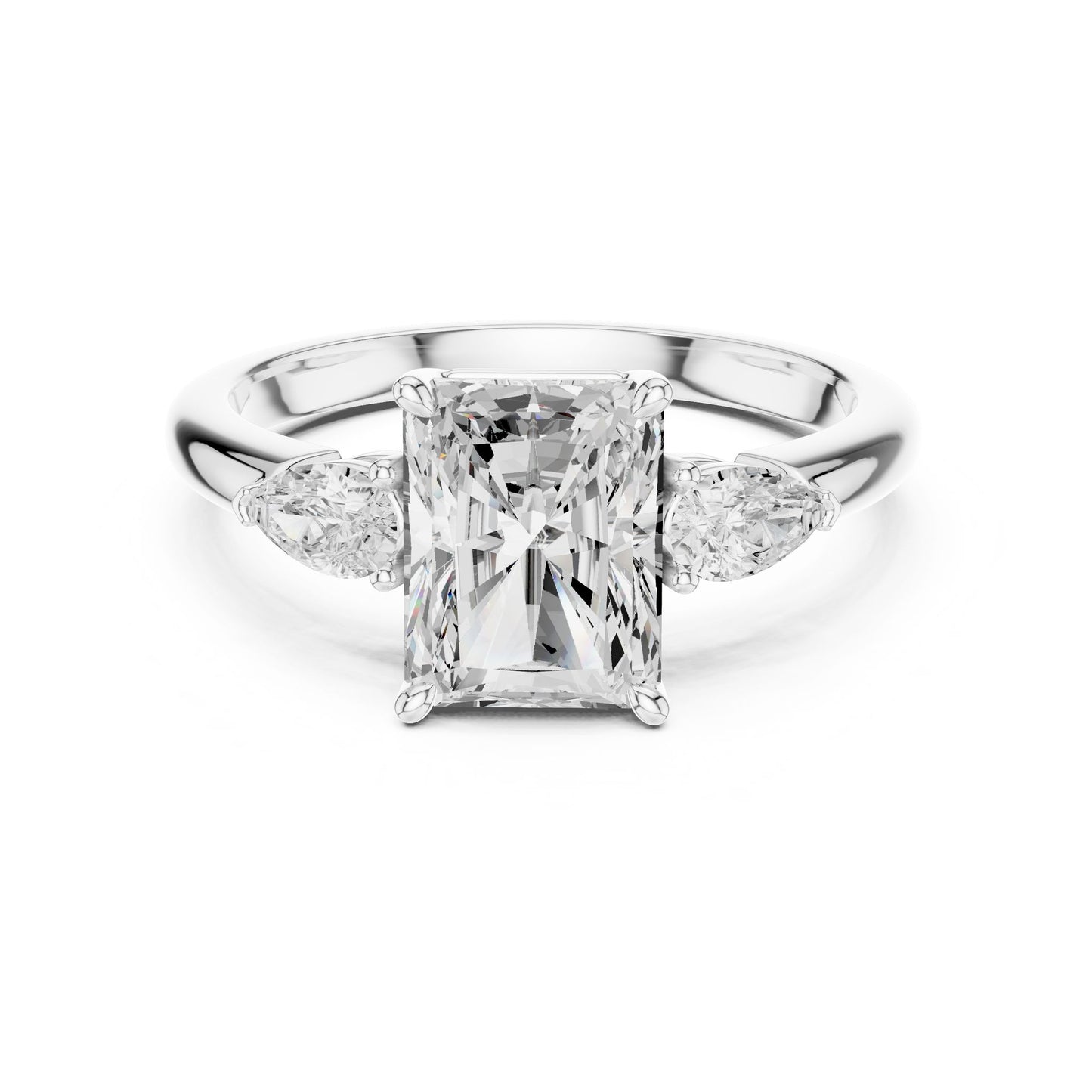 Radiant Lab Grown Diamond Three-Stone Engagement Ring