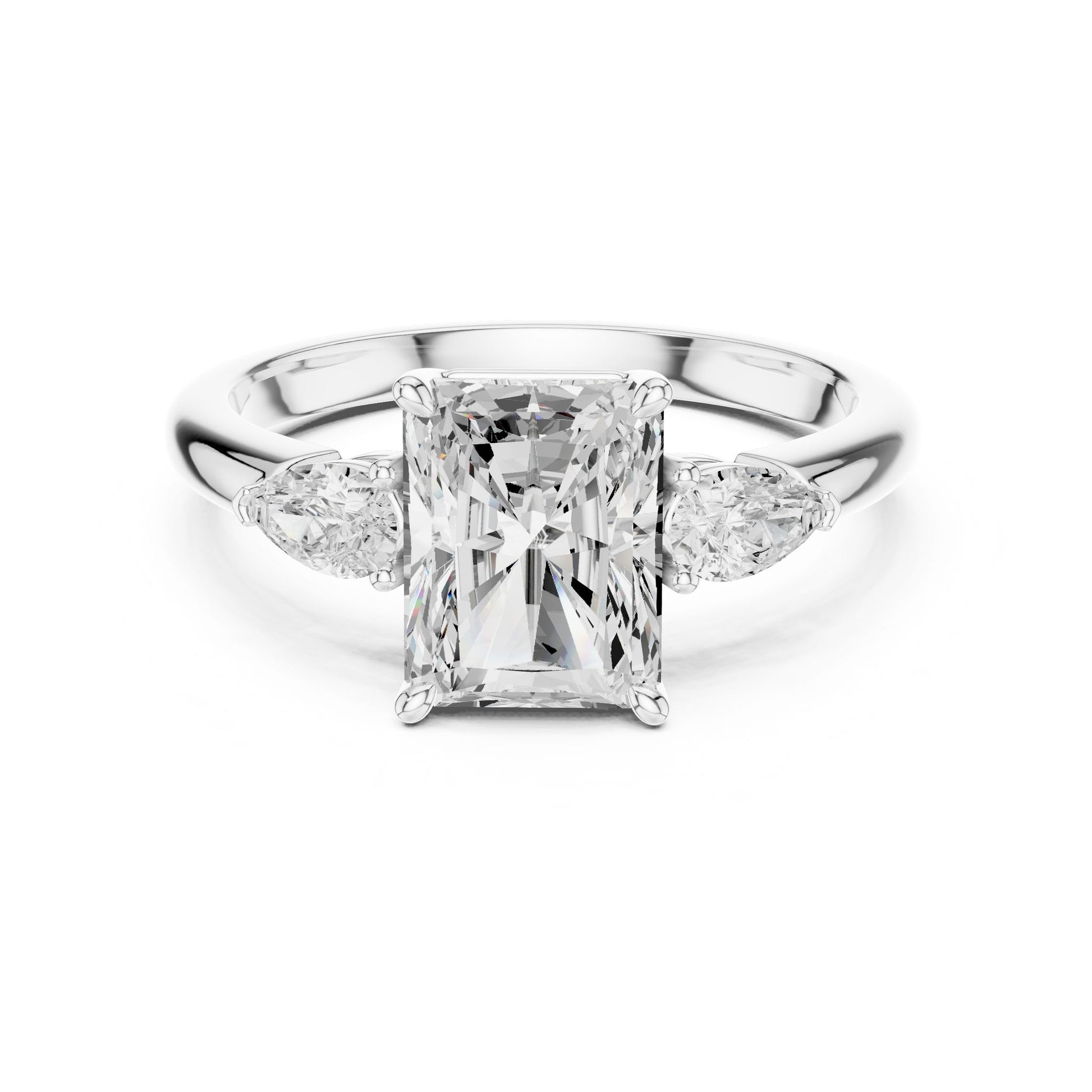 Radiant Lab Grown Diamond Three-Stone Engagement Ring