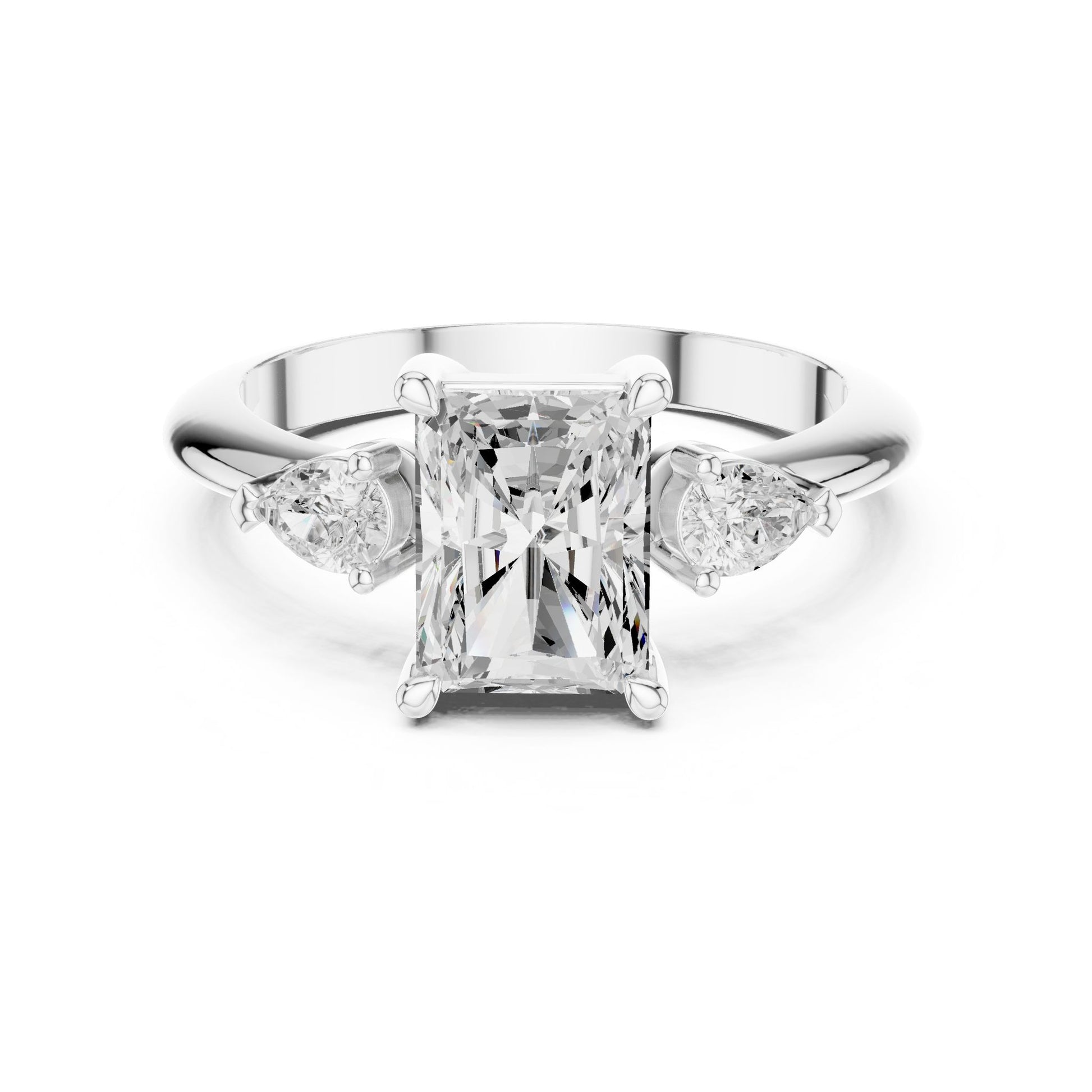 Radiant Lab Grown Diamond Three-Stone Engagement Ring