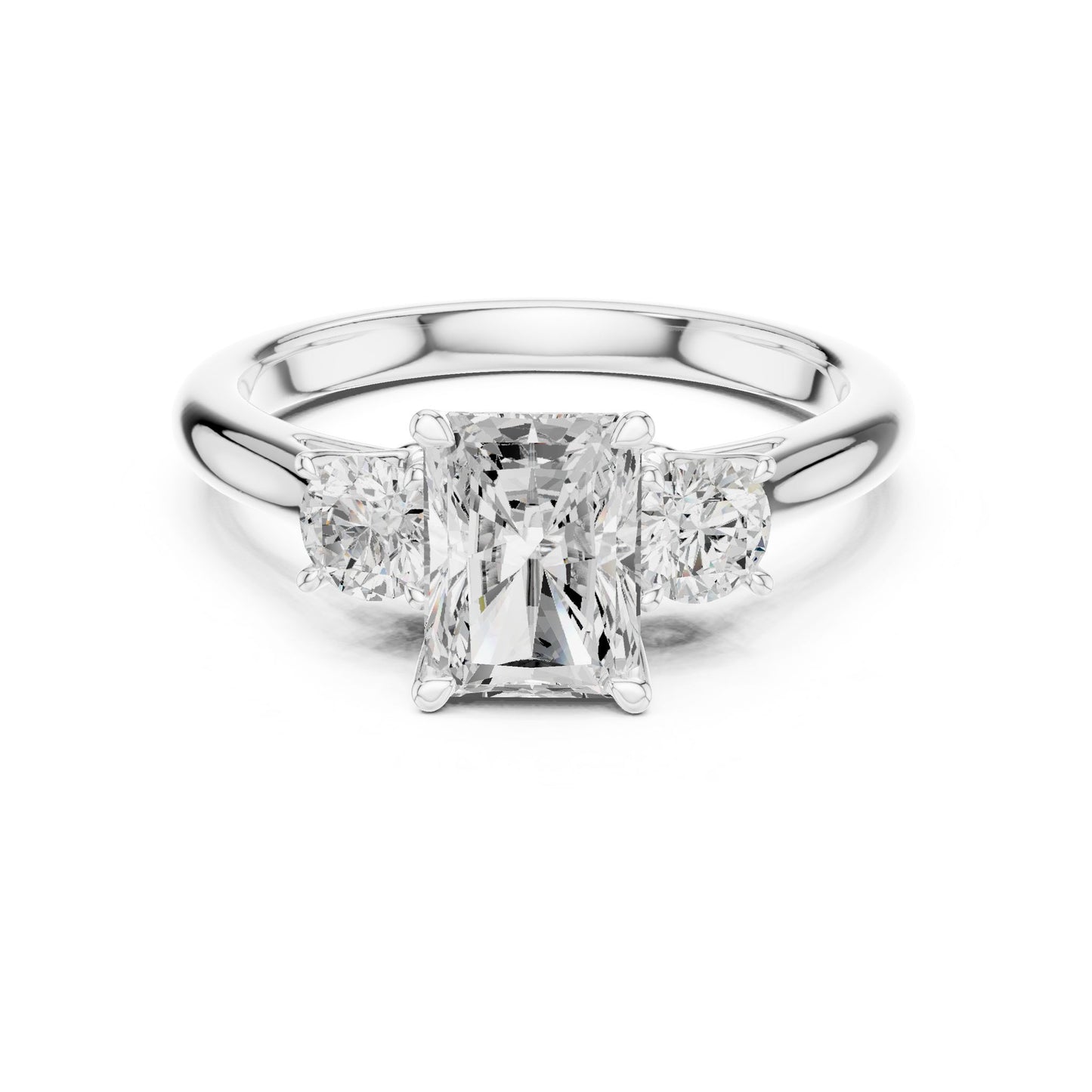 Radiant Lab Grown Diamond Three-Stone Engagement Ring