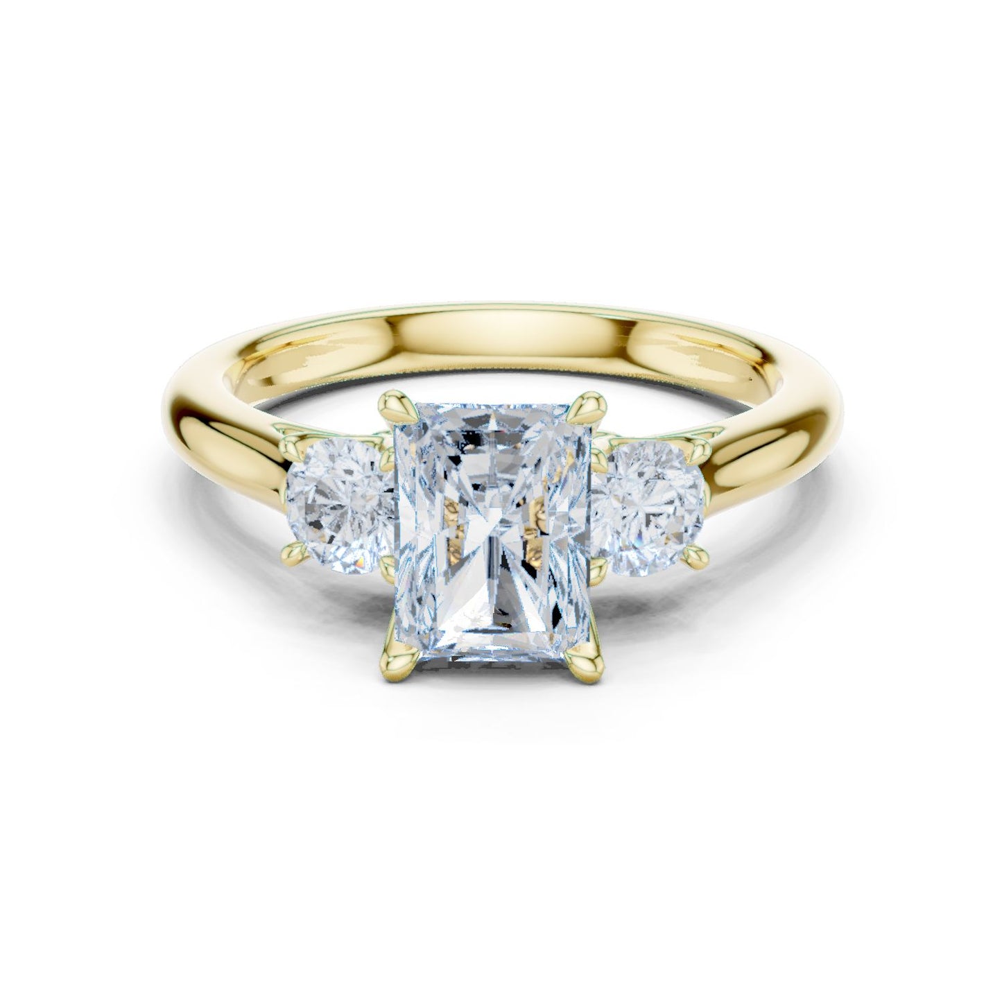 Radiant Lab Grown Diamond Three-Stone Engagement Ring