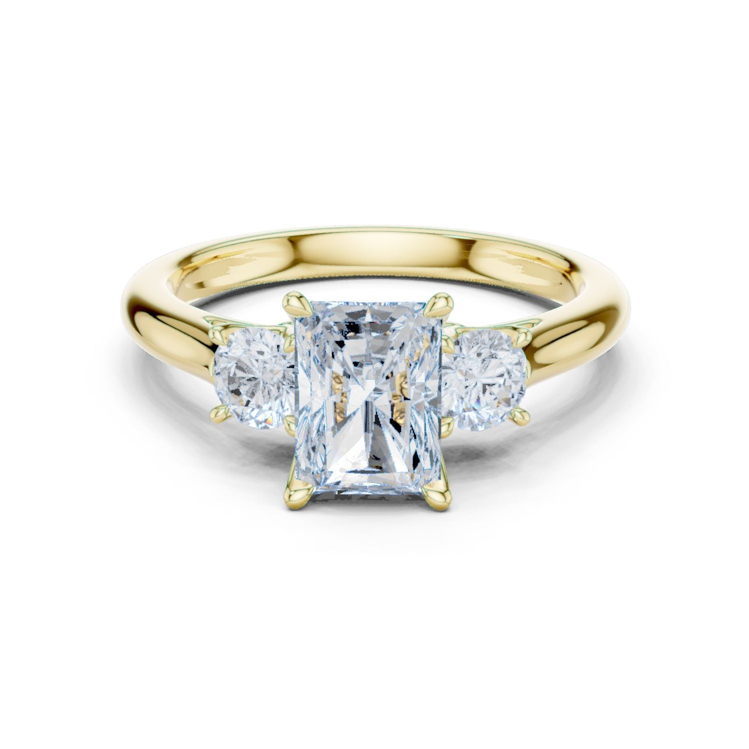 Radiant Lab Grown Diamond Three-Stone Engagement Ring