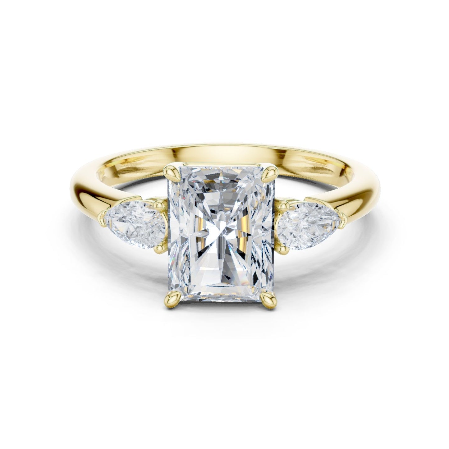 Radiant Lab Grown Diamond Three-Stone Engagement Ring