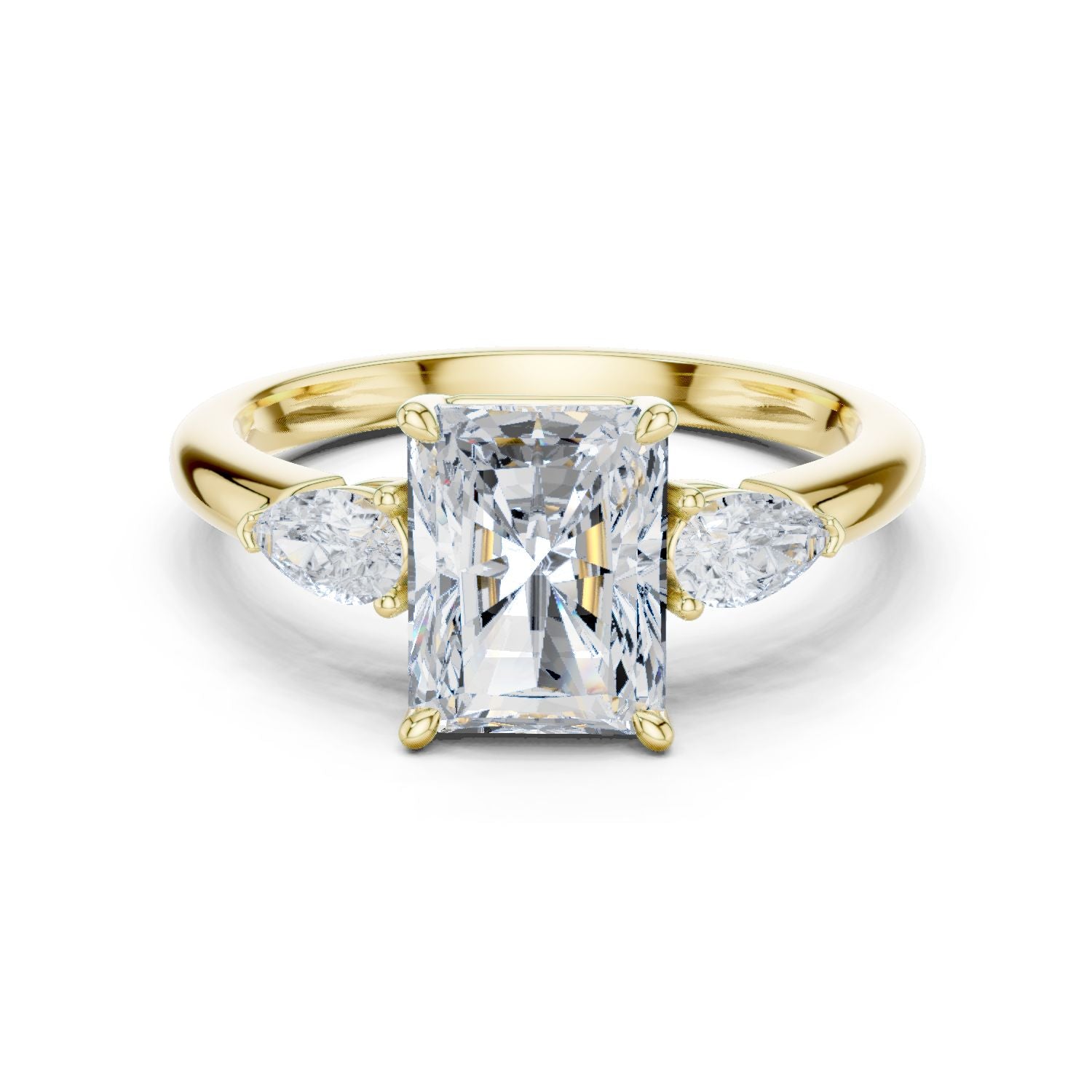 Radiant Lab Grown Diamond Three-Stone Engagement Ring