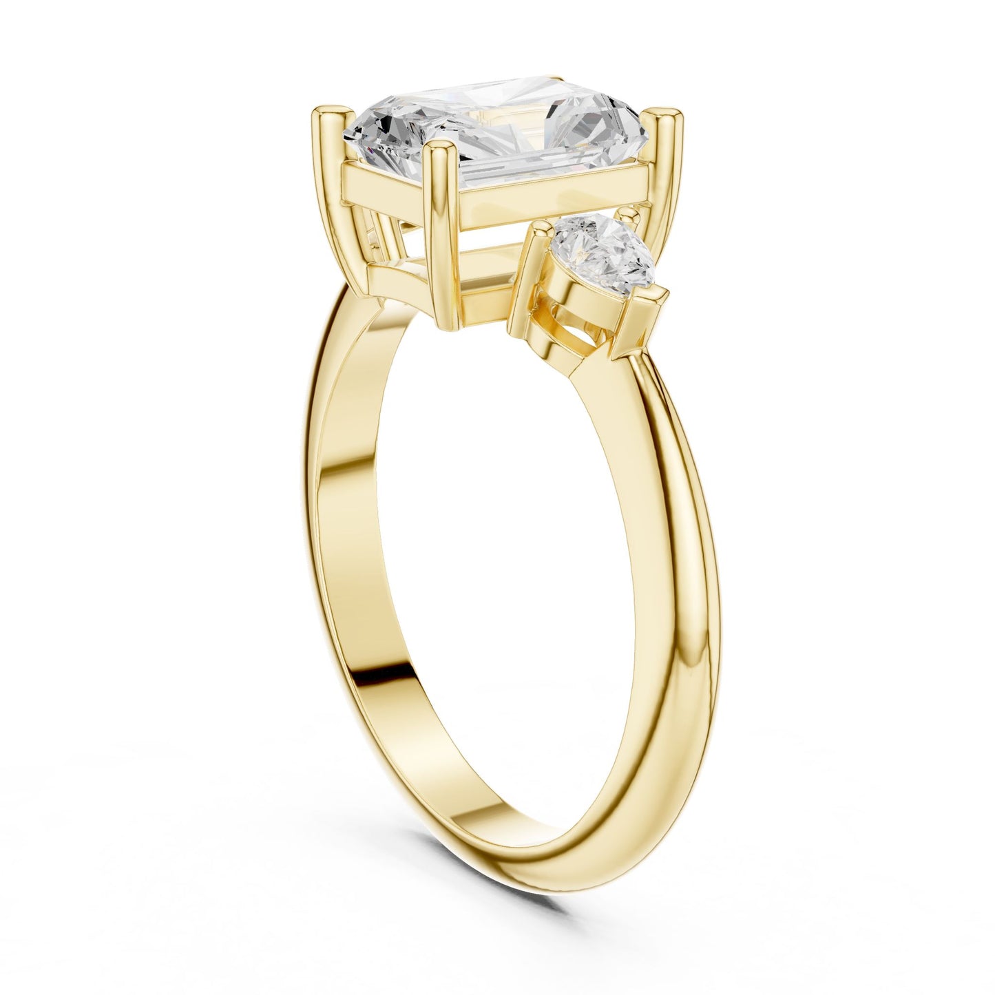 Radiant Lab Grown Diamond Three-Stone Engagement Ring