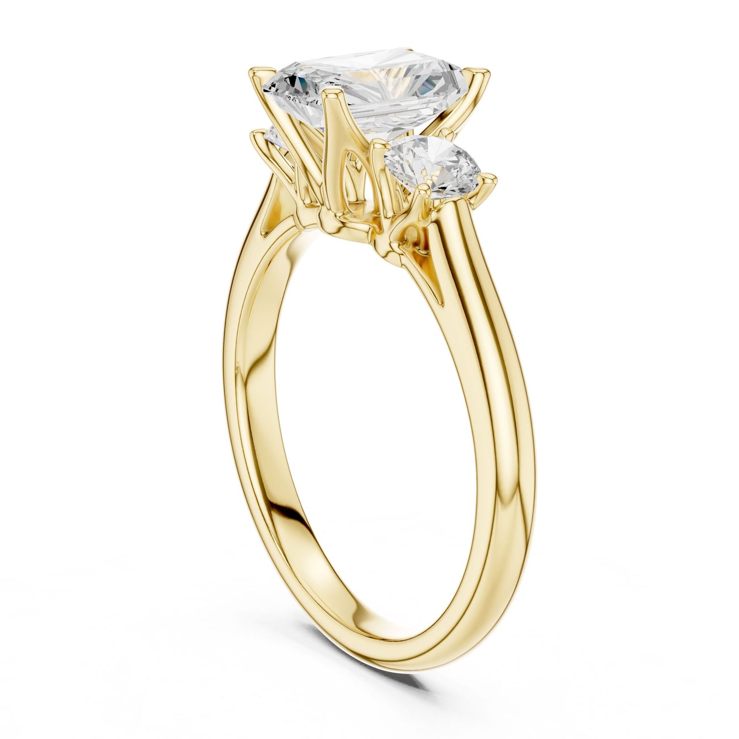 Radiant Lab Grown Diamond Three-Stone Engagement Ring