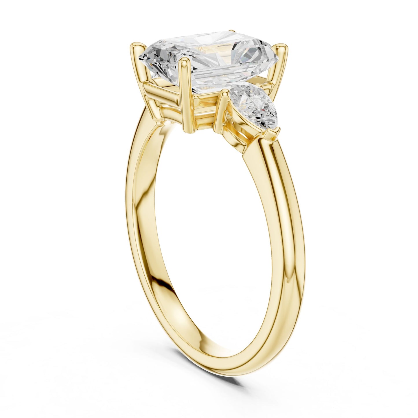 Radiant Lab Grown Diamond Three-Stone Engagement Ring