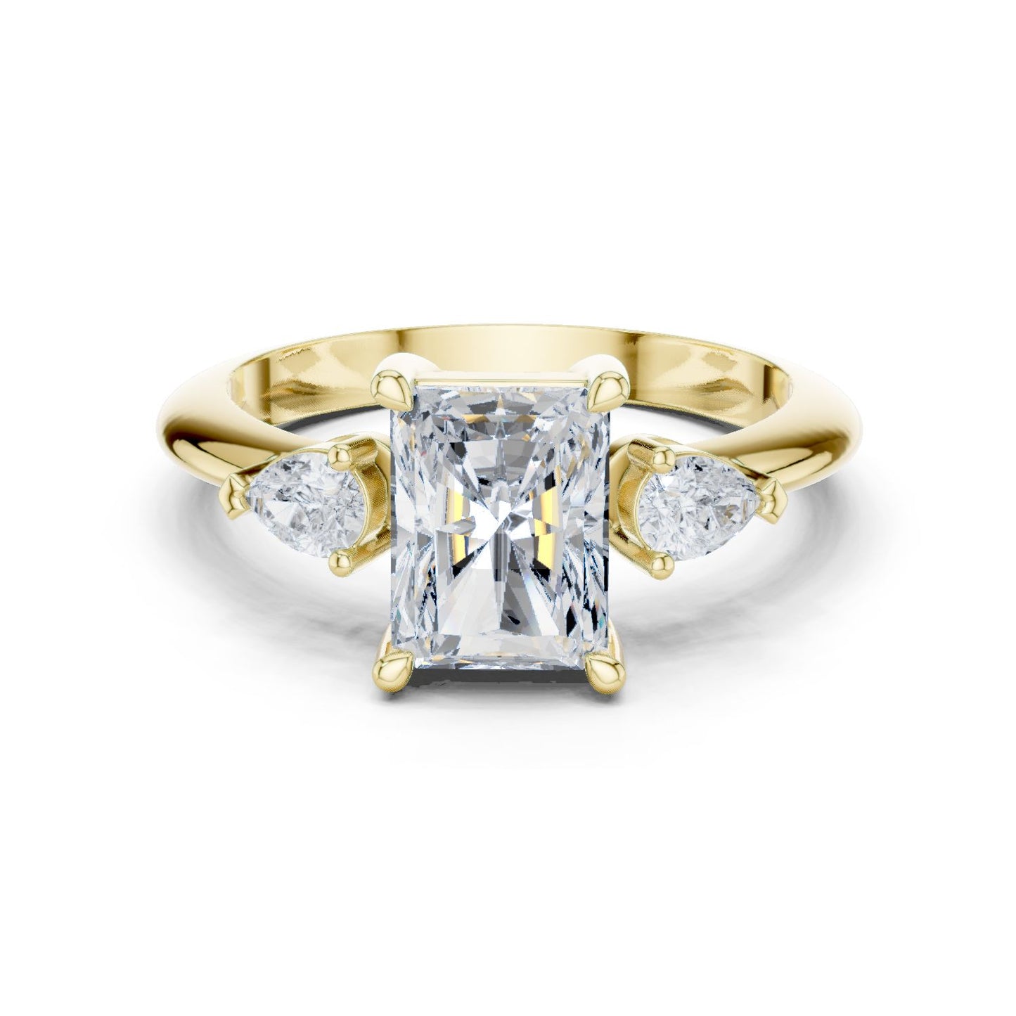 Radiant Lab Grown Diamond Three-Stone Engagement Ring
