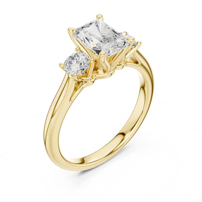 Radiant Lab Grown Diamond Three-Stone Engagement Ring