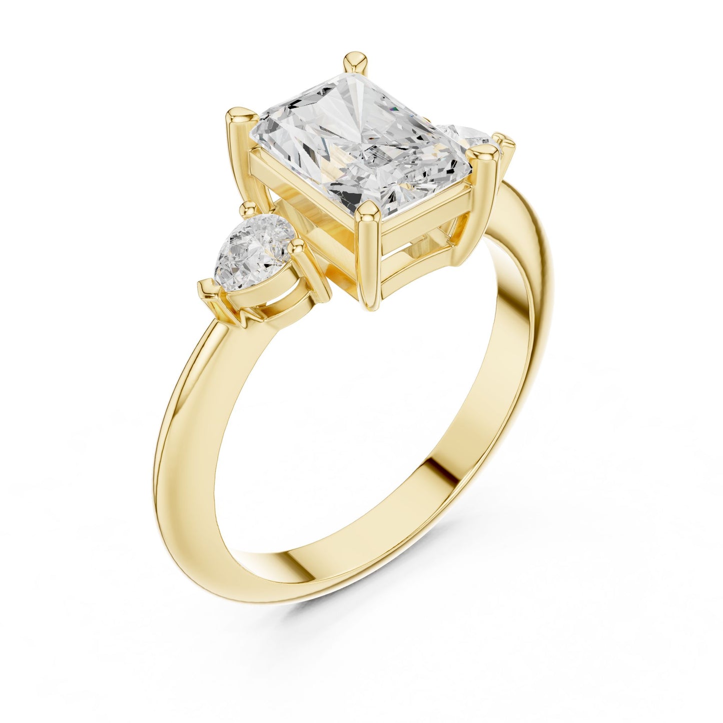 Radiant Lab Grown Diamond Three-Stone Engagement Ring