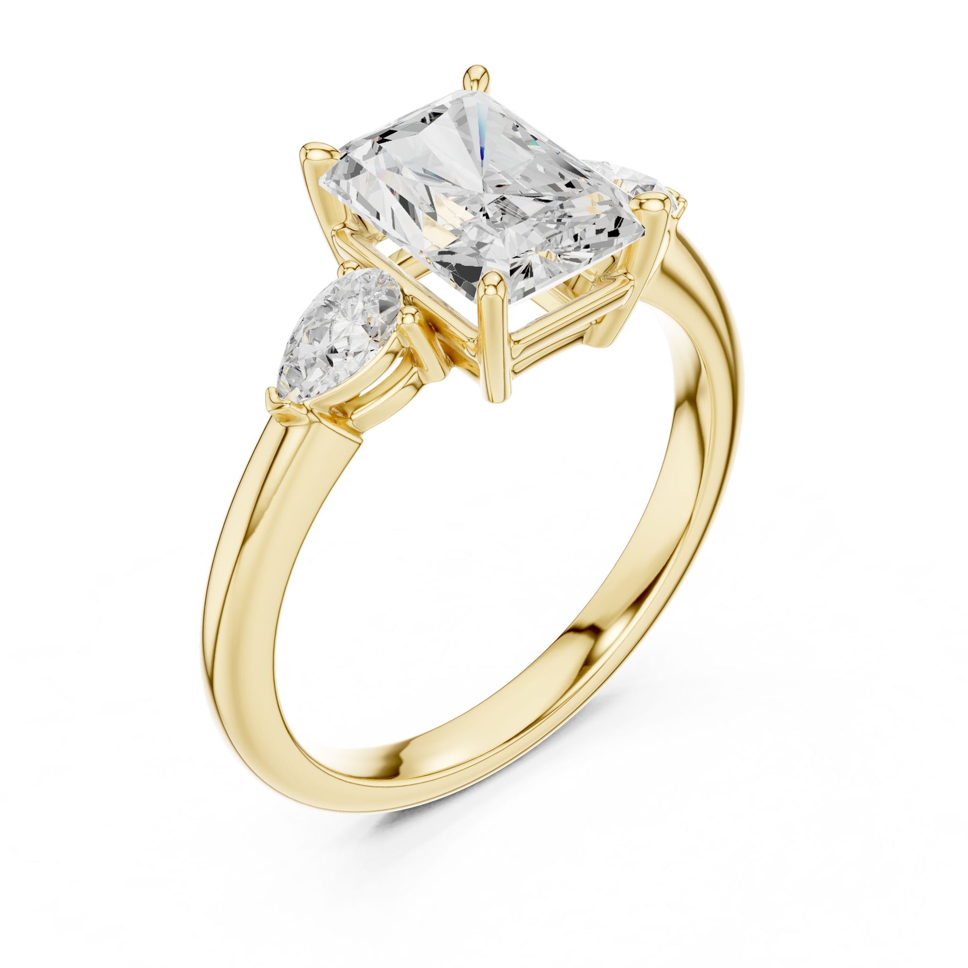 Radiant Lab Grown Diamond Three-Stone Engagement Ring