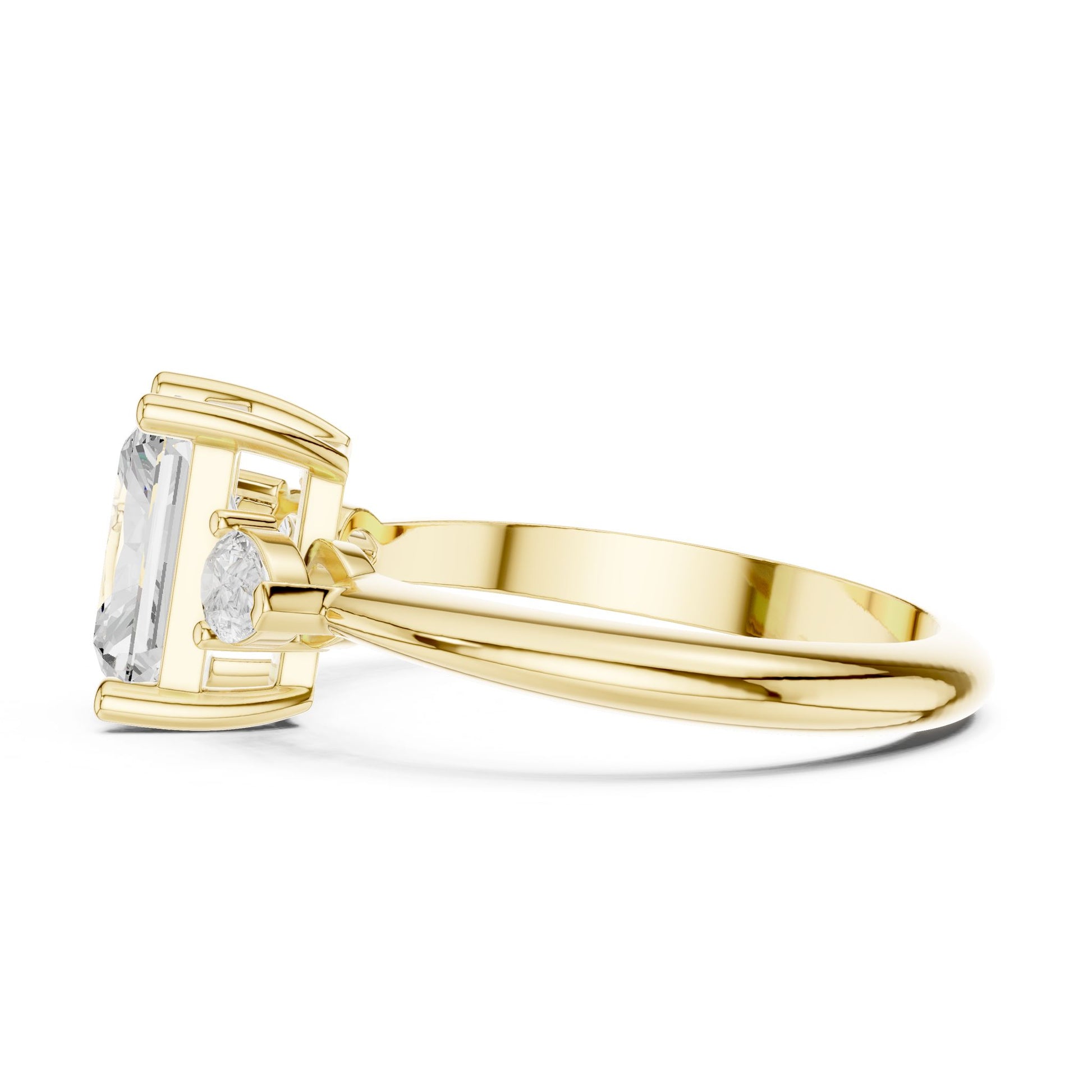 Radiant Lab Grown Diamond Three-Stone Engagement Ring
