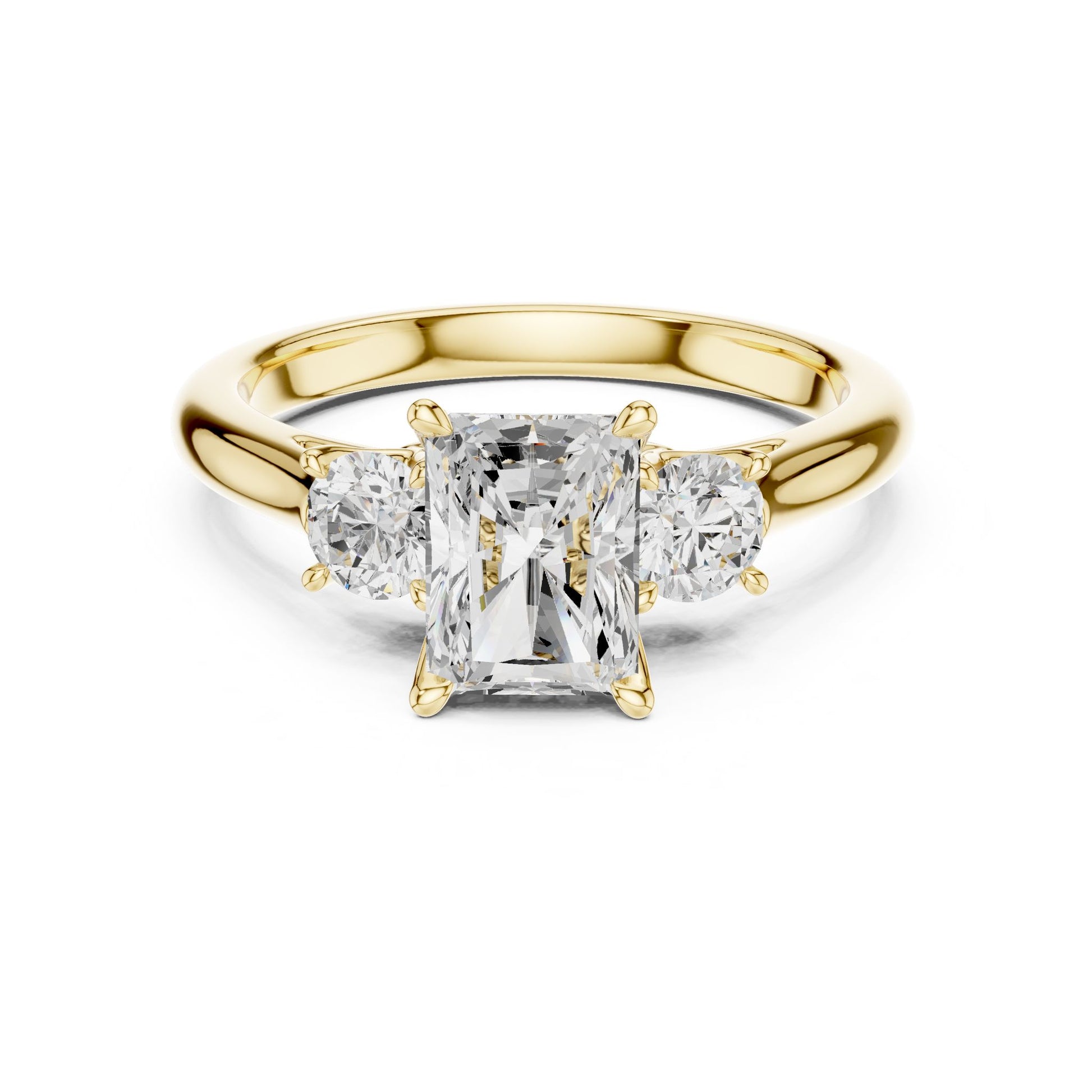 Radiant Lab Grown Diamond Three-Stone Engagement Ring