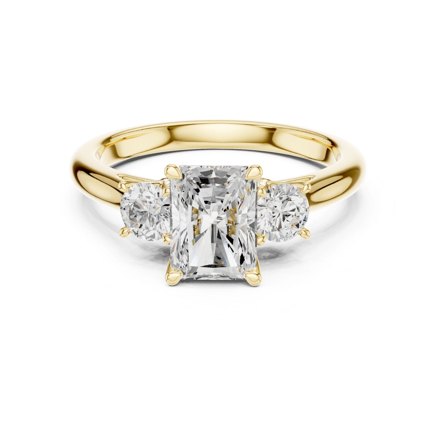 Radiant Lab Grown Diamond Three-Stone Engagement Ring