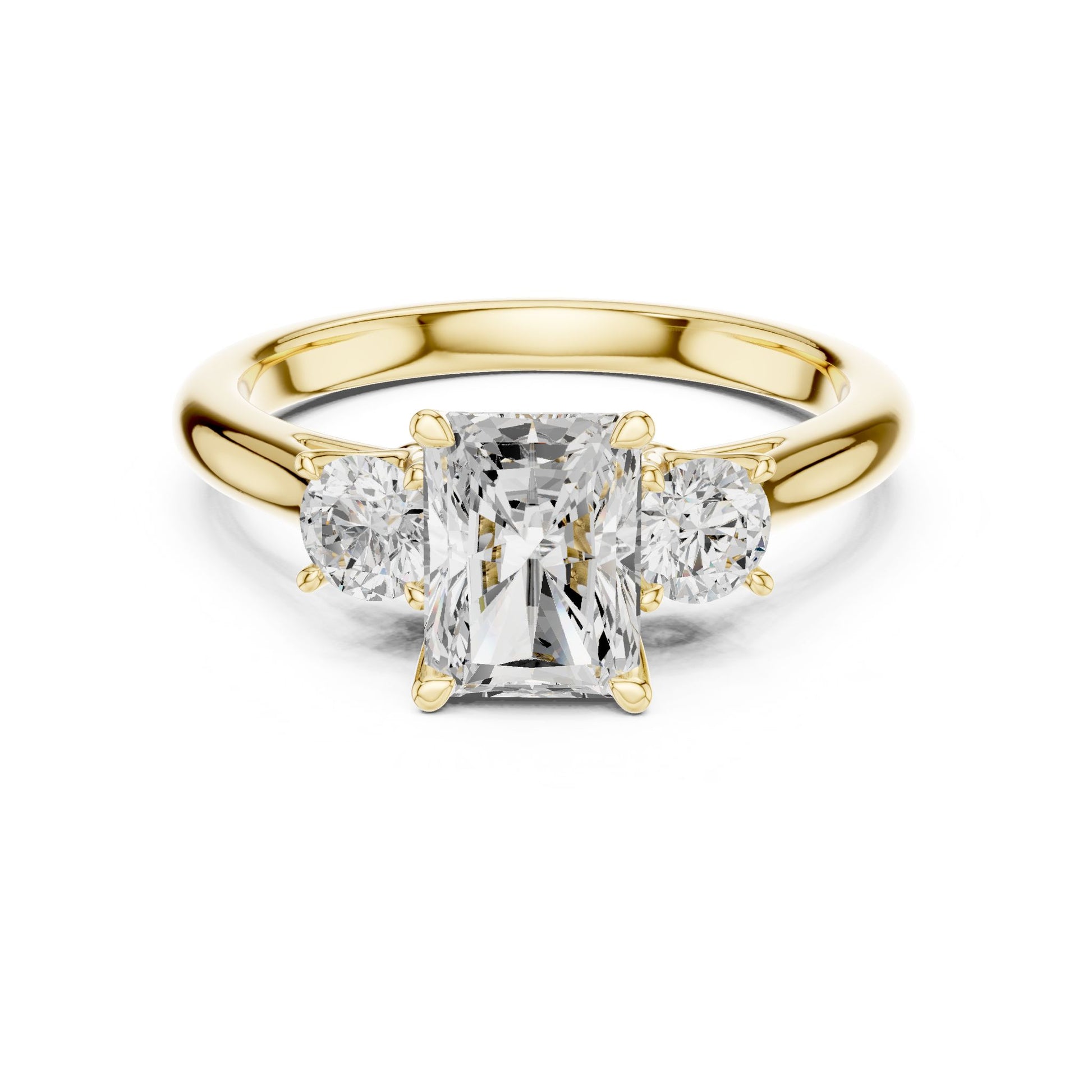 Radiant Lab Grown Diamond Three-Stone Engagement Ring