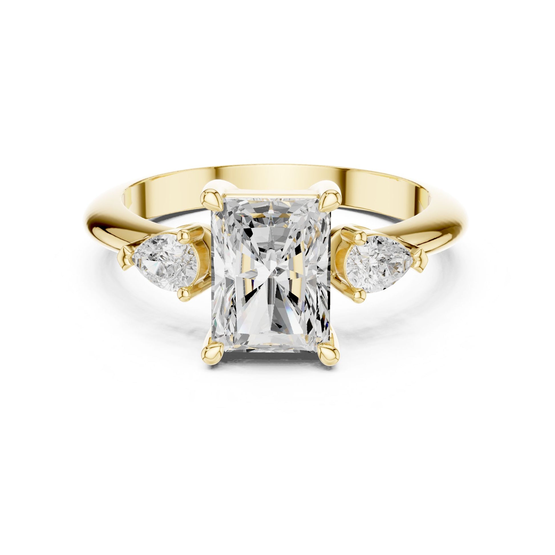 Radiant Lab Grown Diamond Three-Stone Engagement Ring