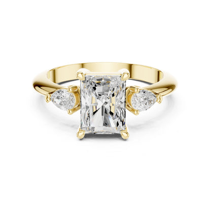 Radiant Lab Grown Diamond Three-Stone Engagement Ring