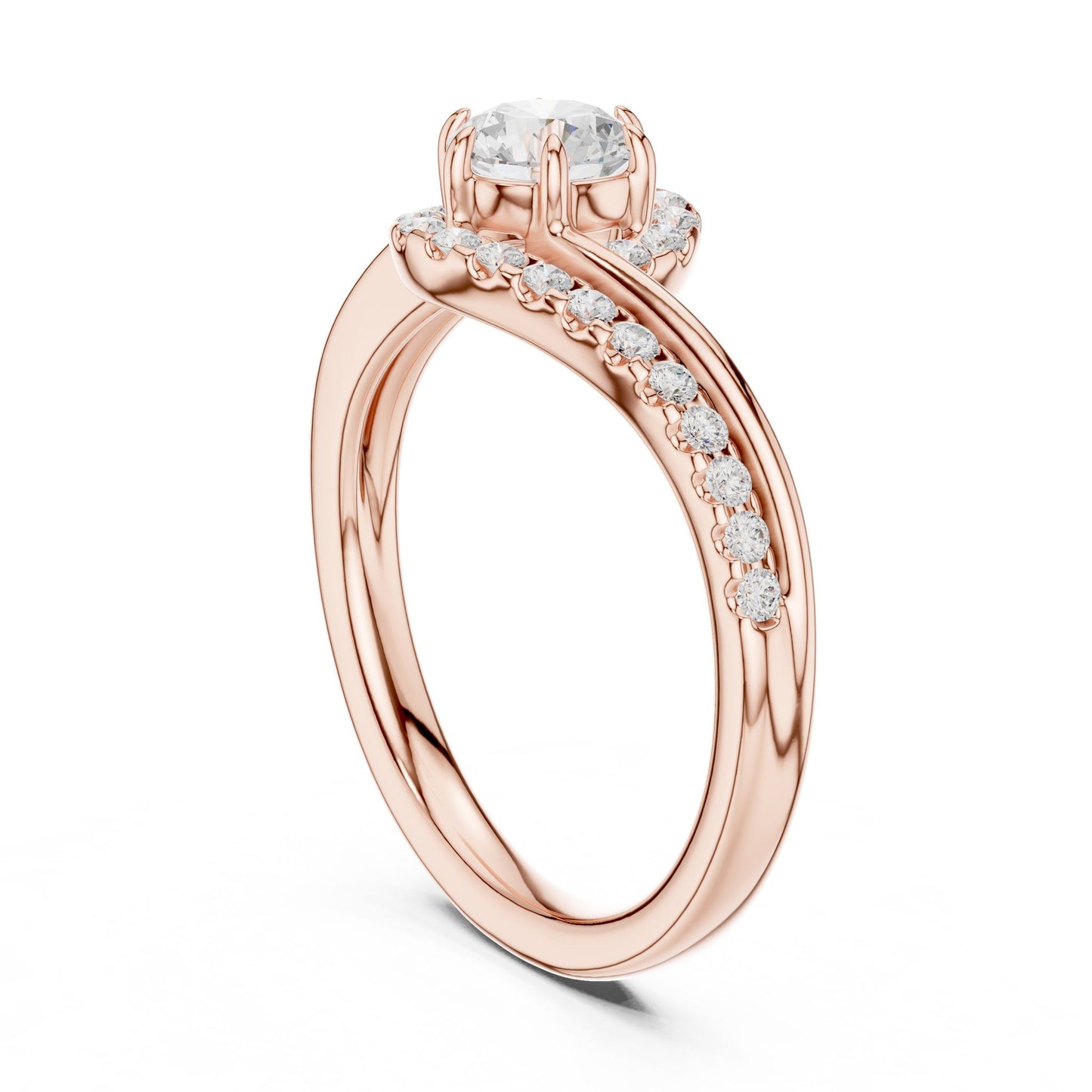 Round Lab Grown Diamond Bypass Engagement Ring
