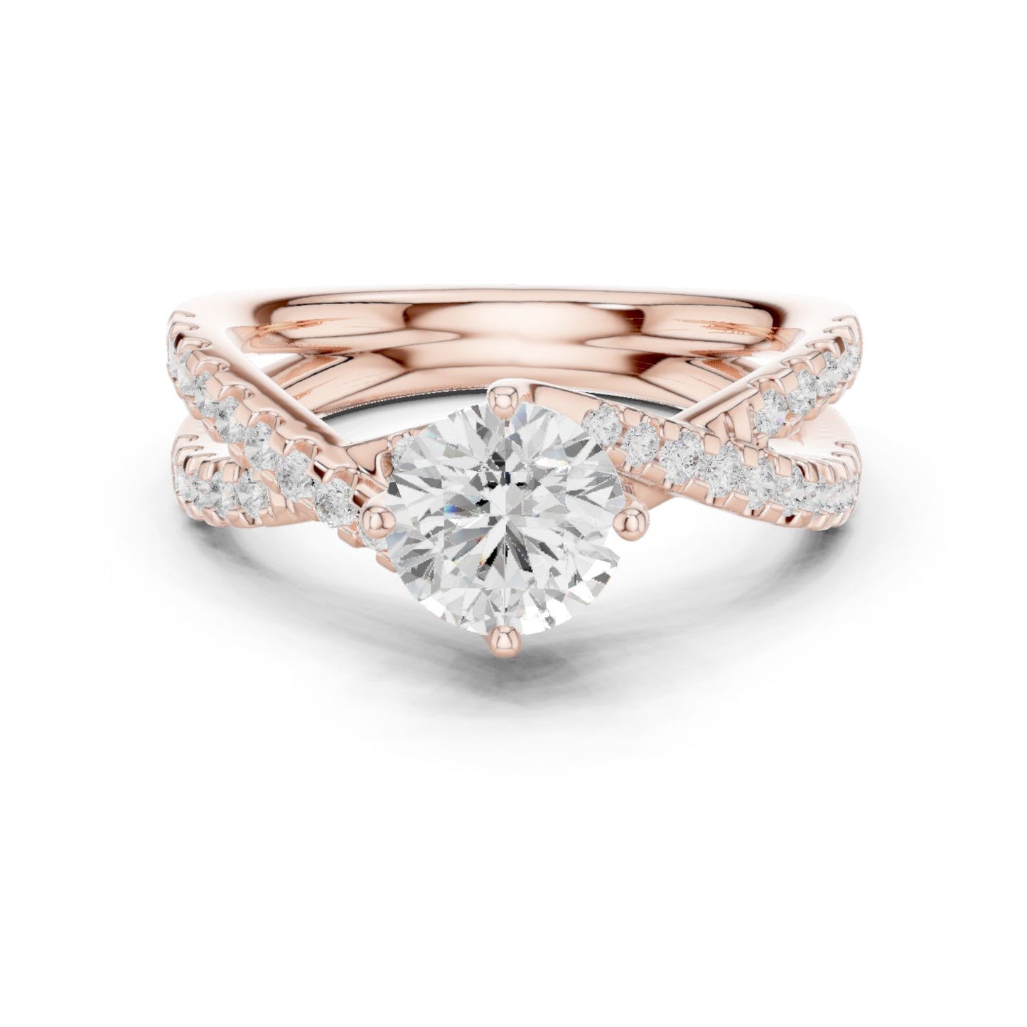 Round Lab Grown Diamond Bypass Engagement Ring