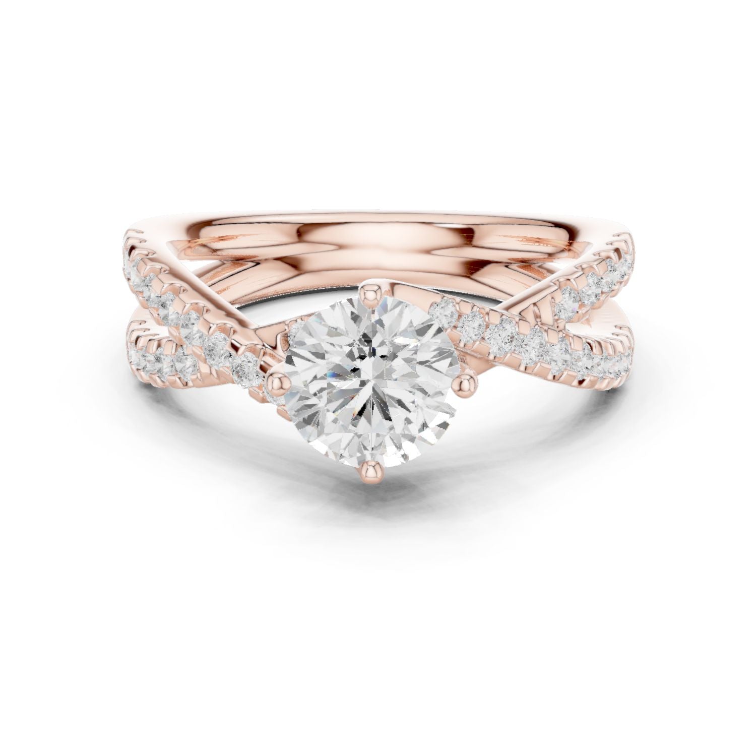 Round Lab Grown Diamond Bypass Engagement Ring