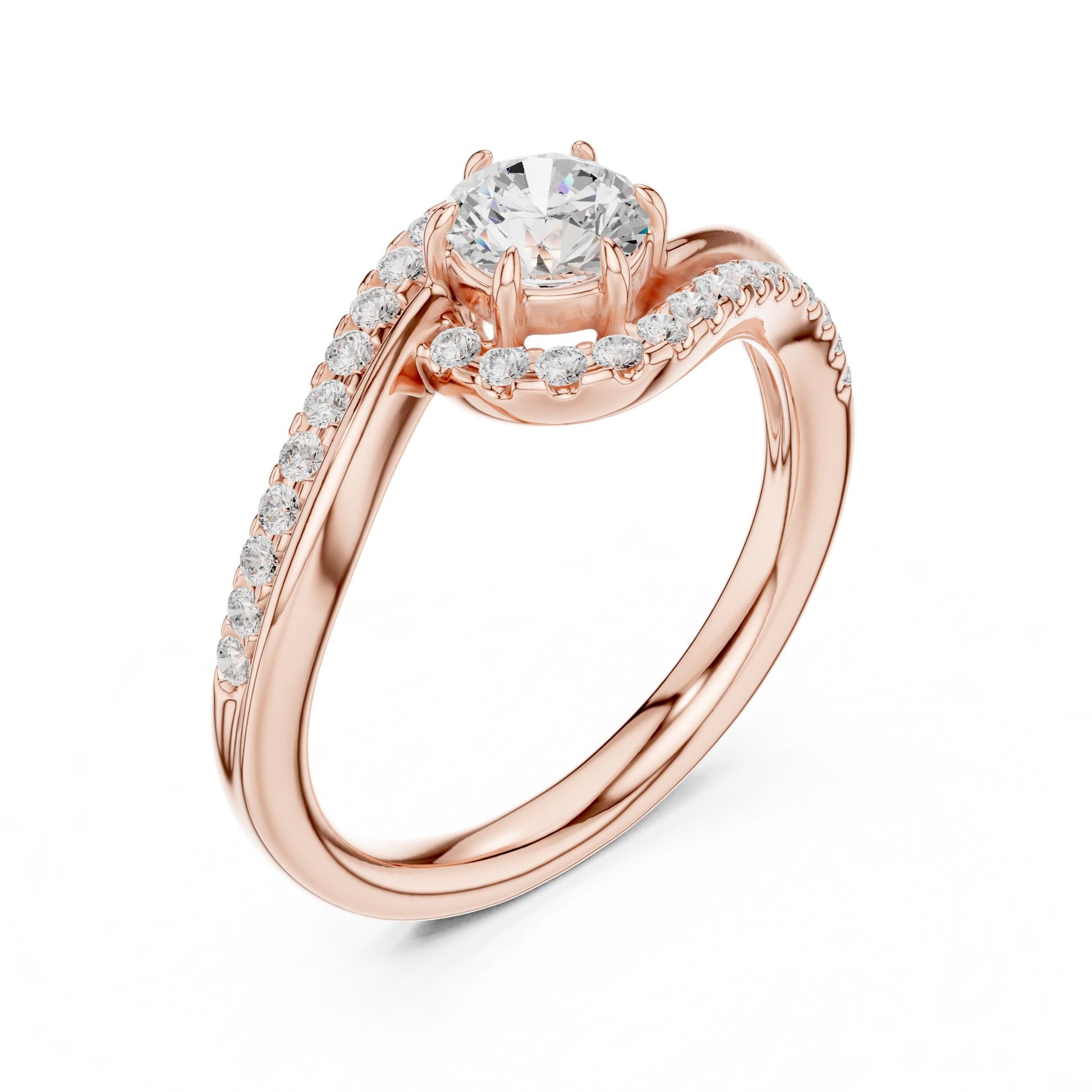 Round Lab Grown Diamond Bypass Engagement Ring