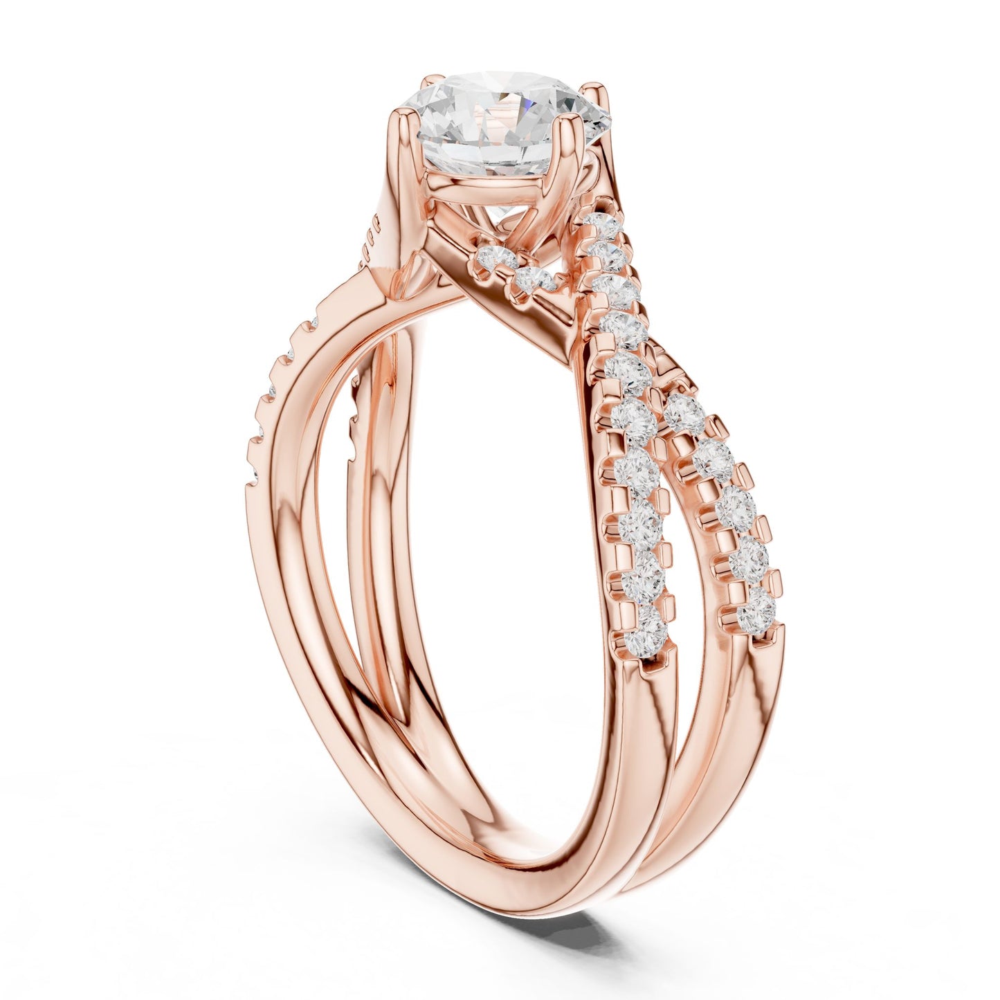 Round Lab Grown Diamond Bypass Engagement Ring