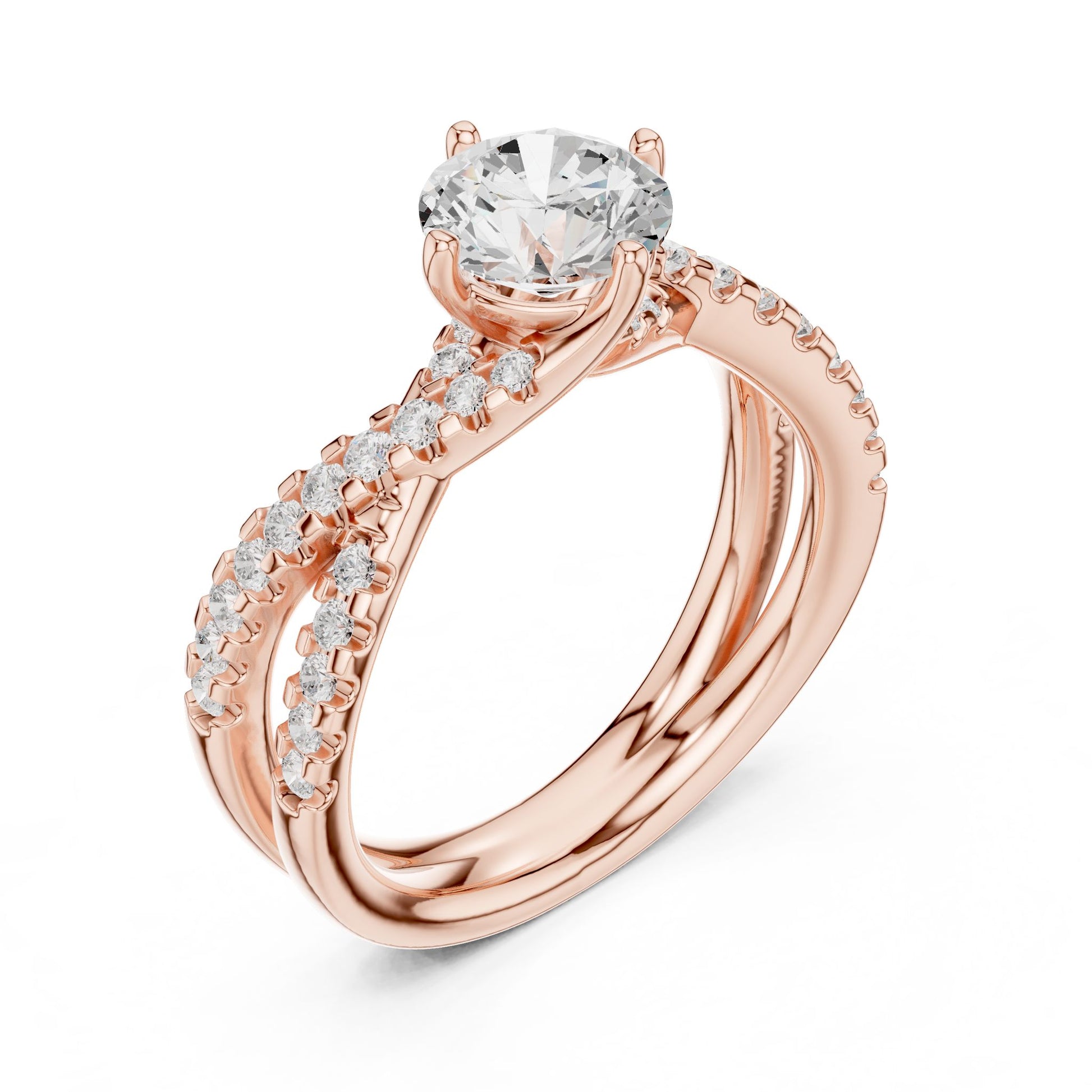 Round Lab Grown Diamond Bypass Engagement Ring