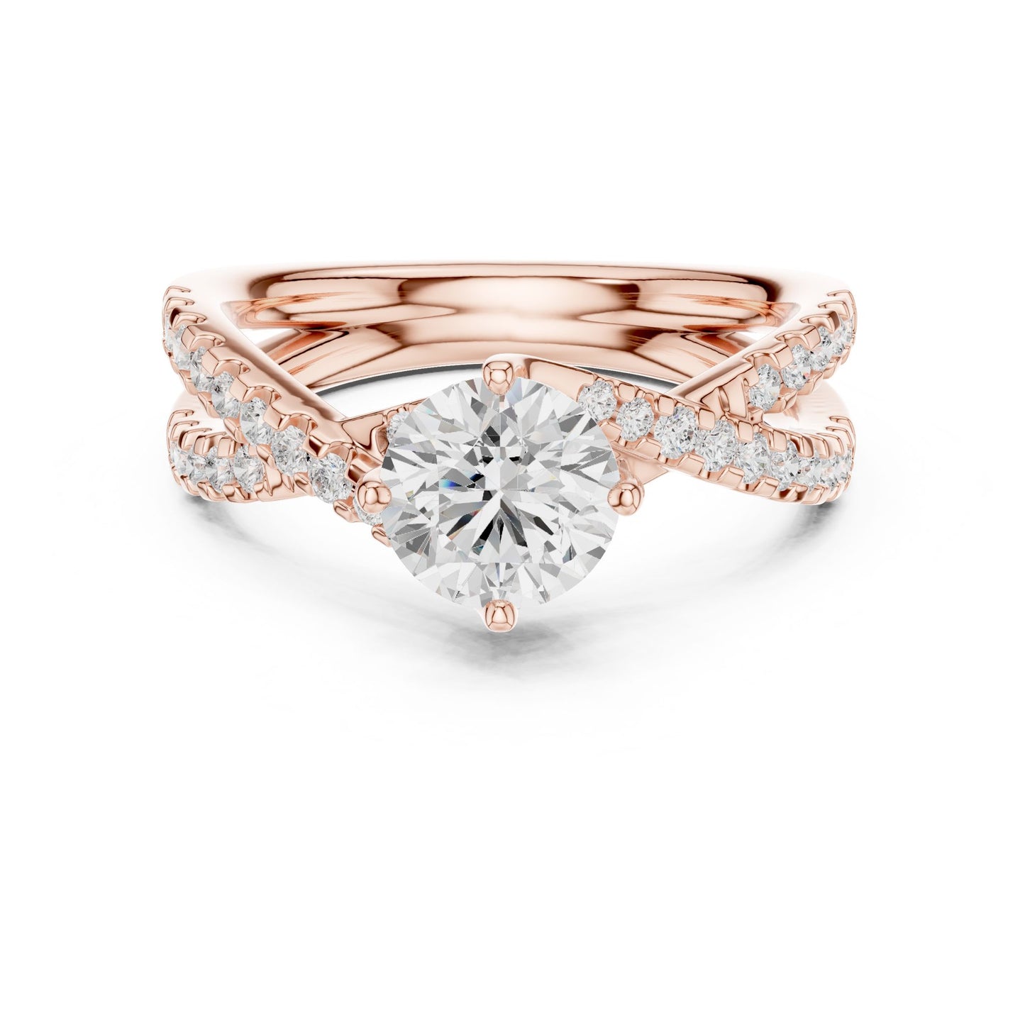 Round Lab Grown Diamond Bypass Engagement Ring