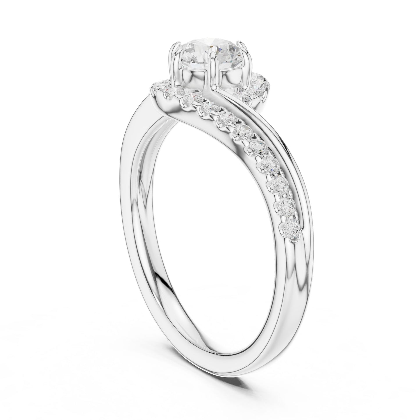 Round Lab Grown Diamond Bypass Engagement Ring