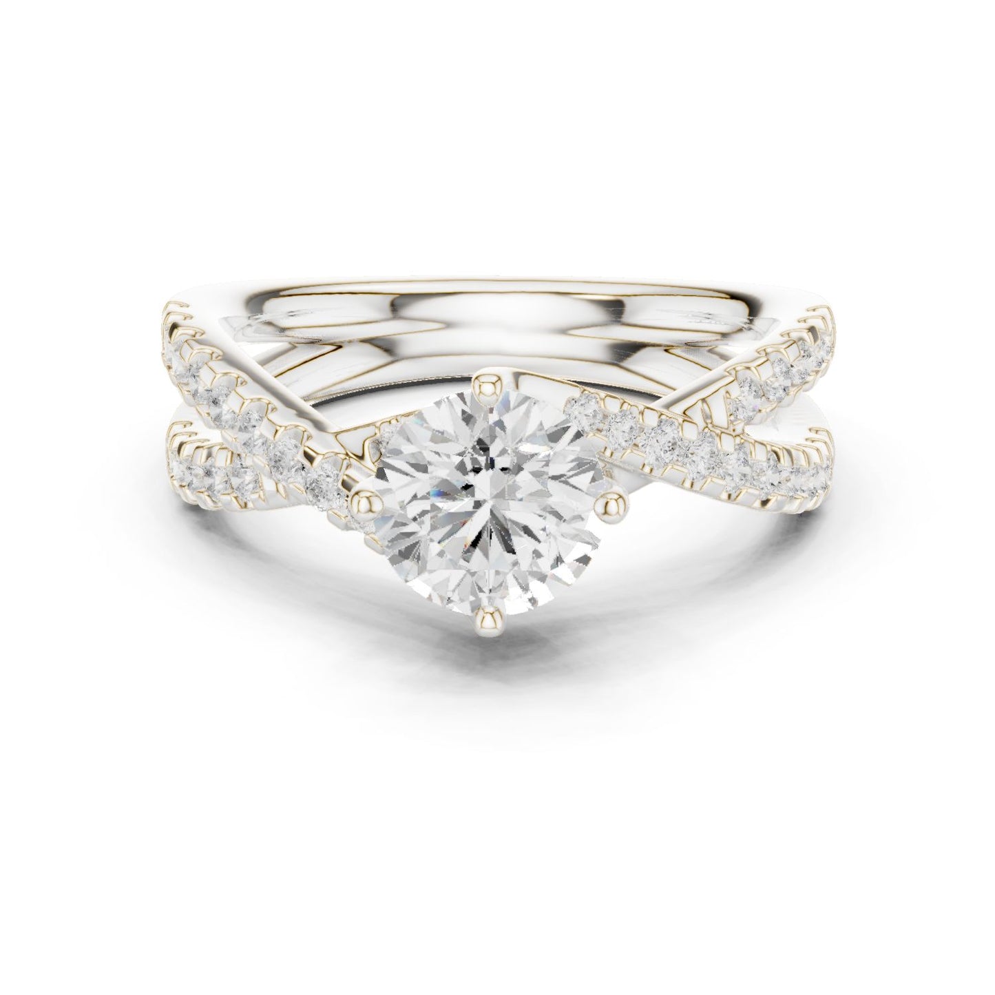 Round Lab Grown Diamond Bypass Engagement Ring