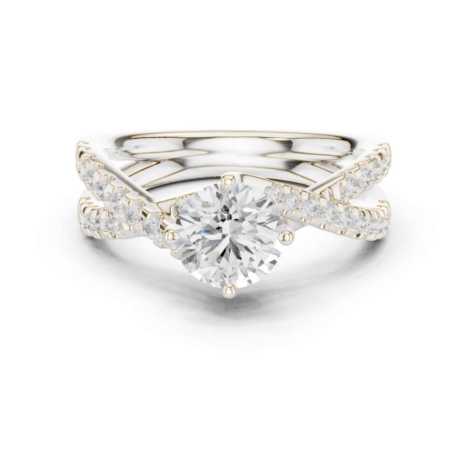 Round Lab Grown Diamond Bypass Engagement Ring