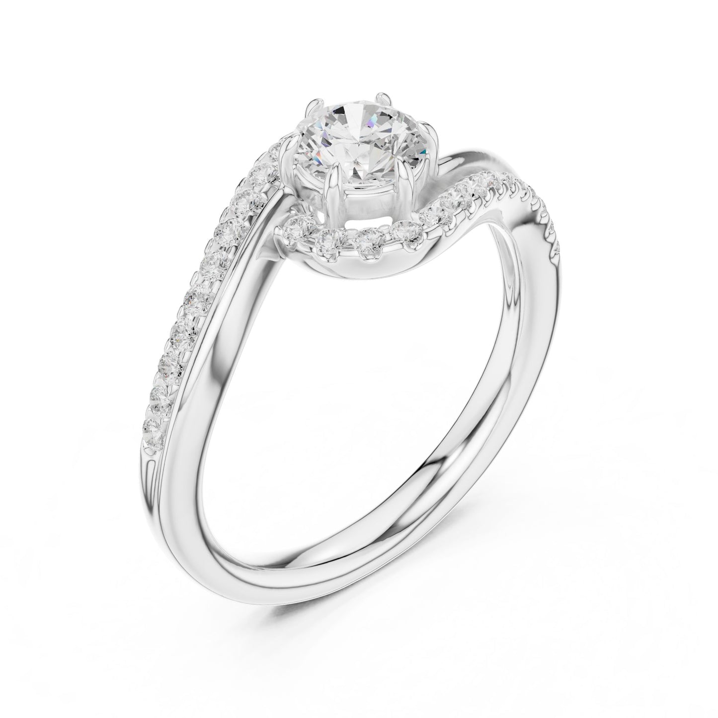 Round Lab Grown Diamond Bypass Engagement Ring