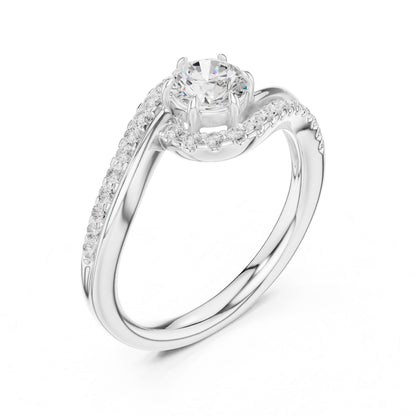 Round Lab Grown Diamond Bypass Engagement Ring