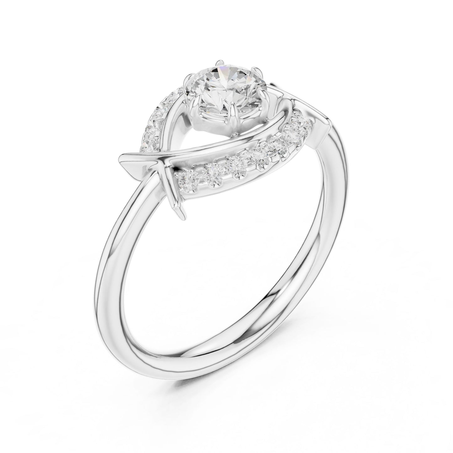 Round Lab Grown Diamond Bypass Engagement Ring