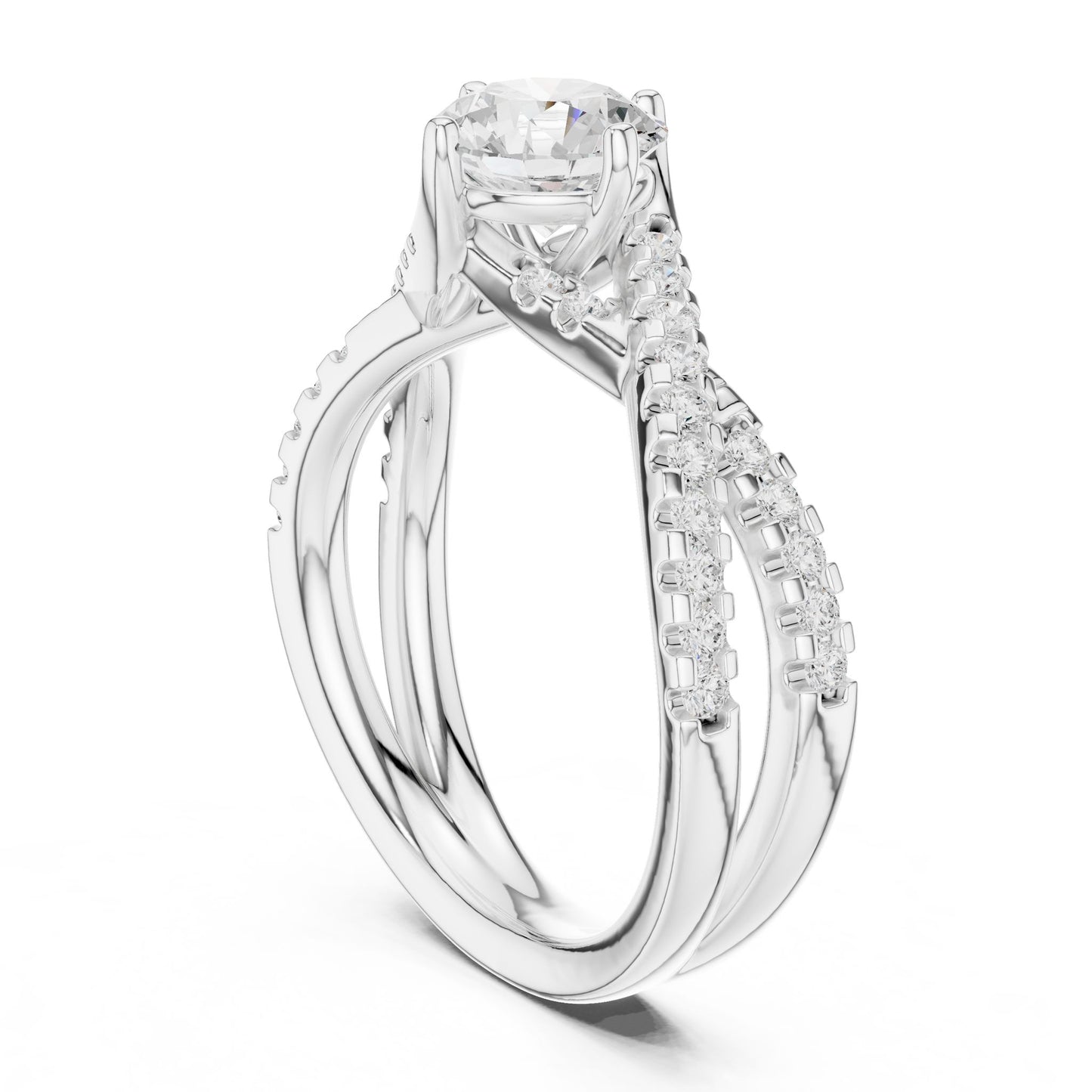 Round Lab Grown Diamond Bypass Engagement Ring