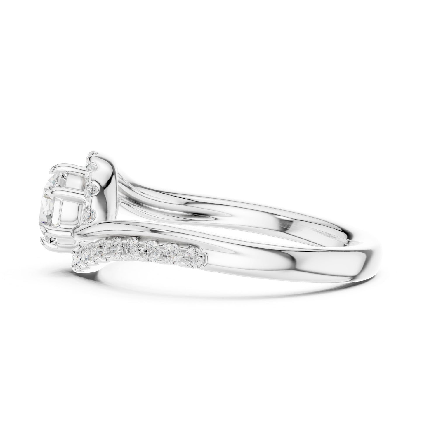 Round Lab Grown Diamond Bypass Engagement Ring