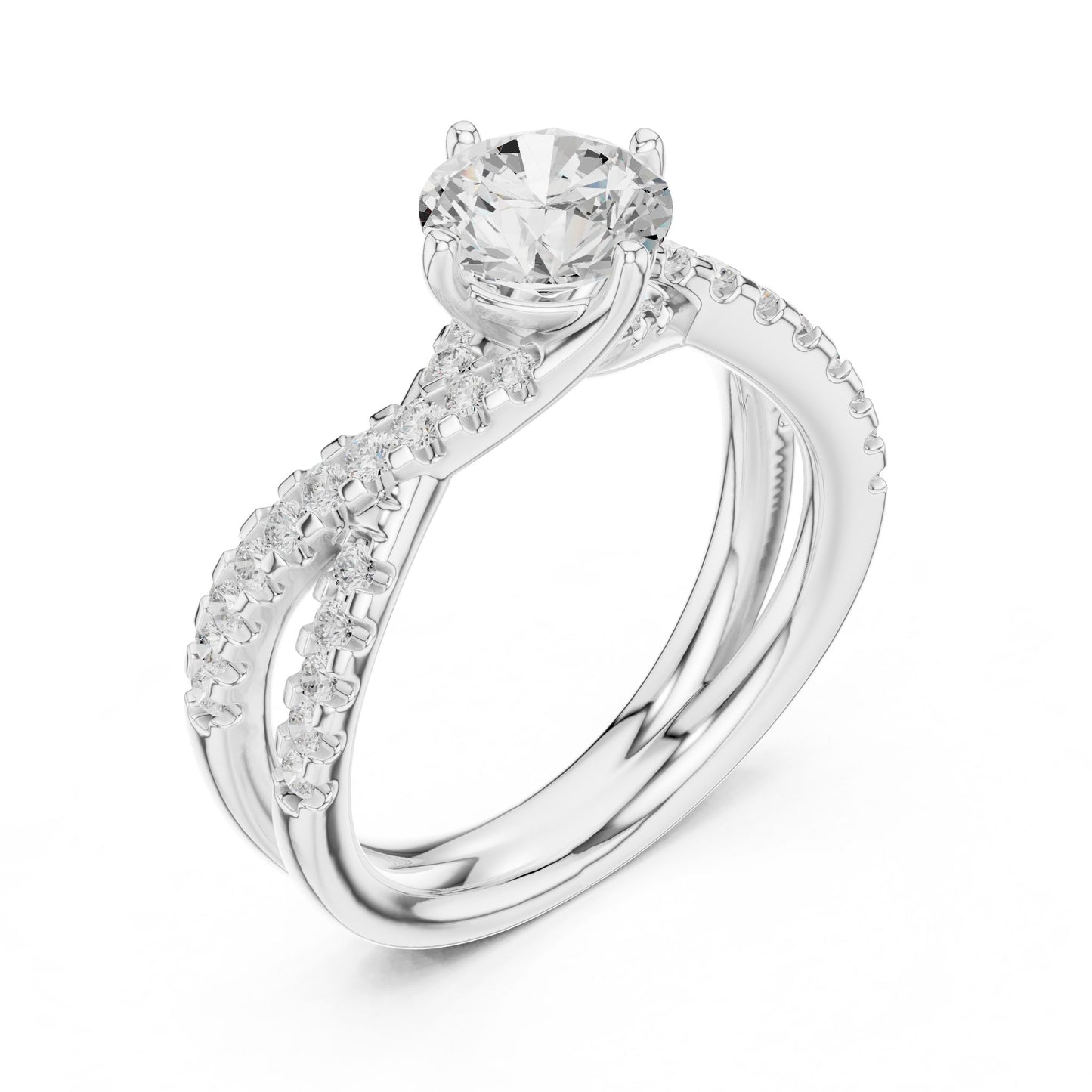 Round Lab Grown Diamond Bypass Engagement Ring