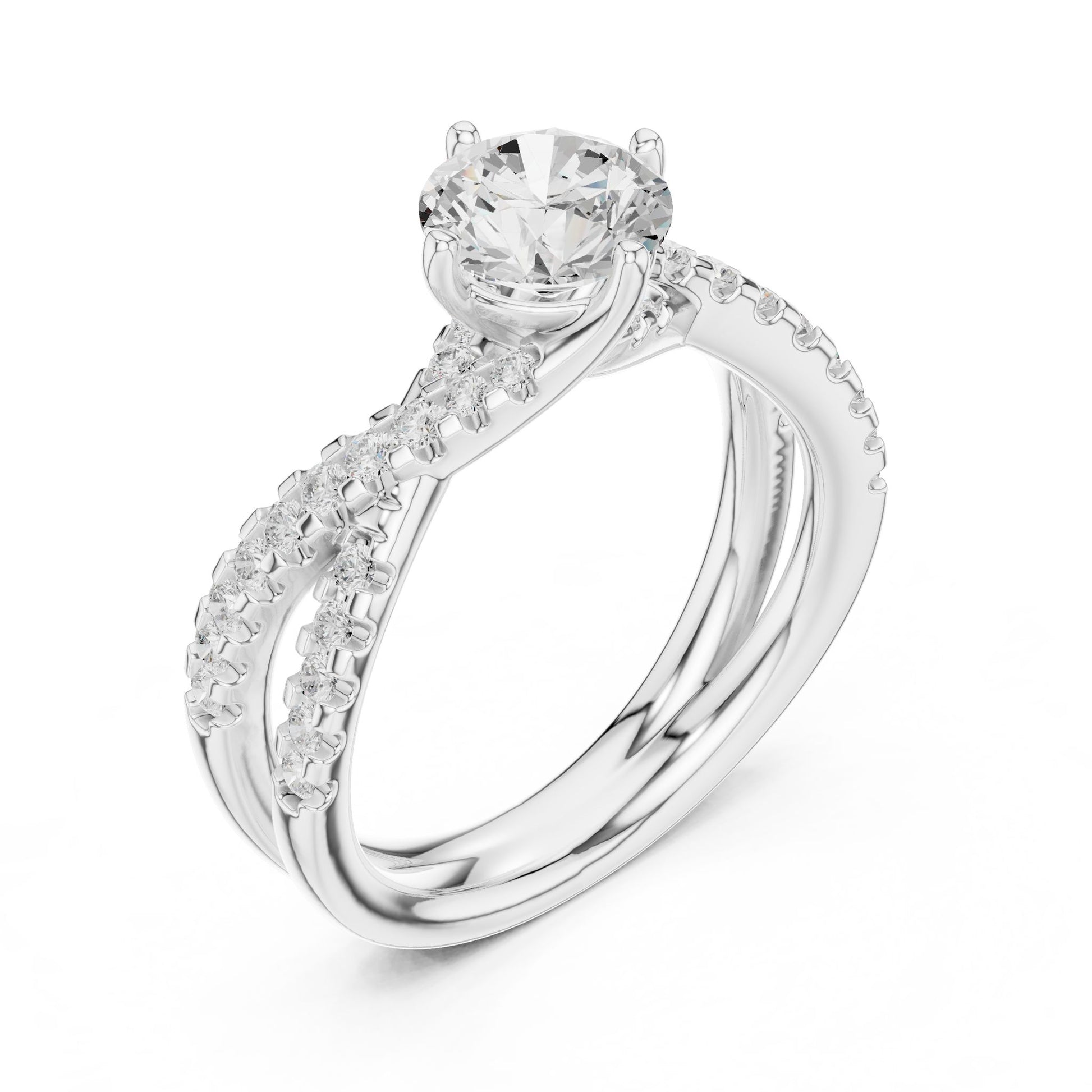 Round Lab Grown Diamond Bypass Engagement Ring